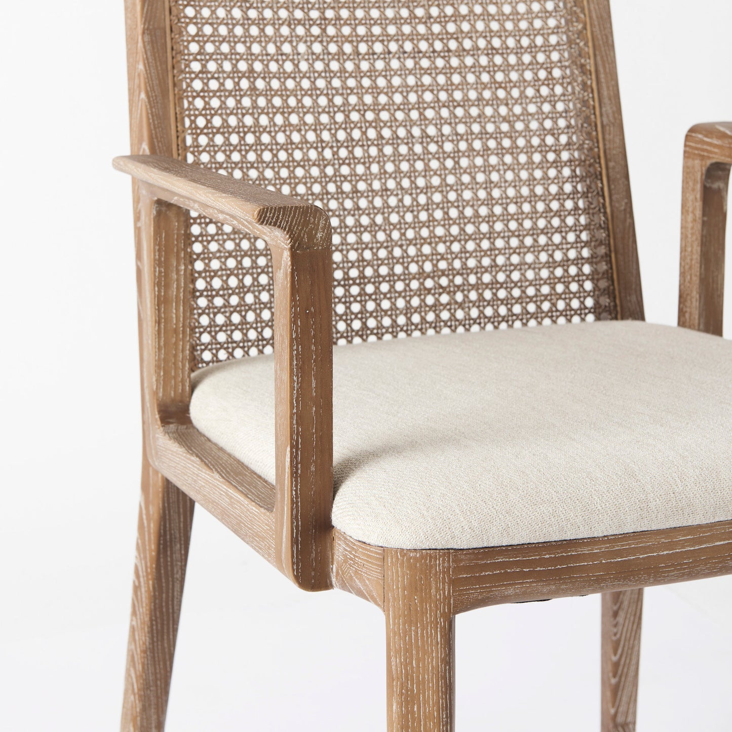 Clara Dining Chair Cream Fabric |Brown Wood (Armchair) - dining-chairs