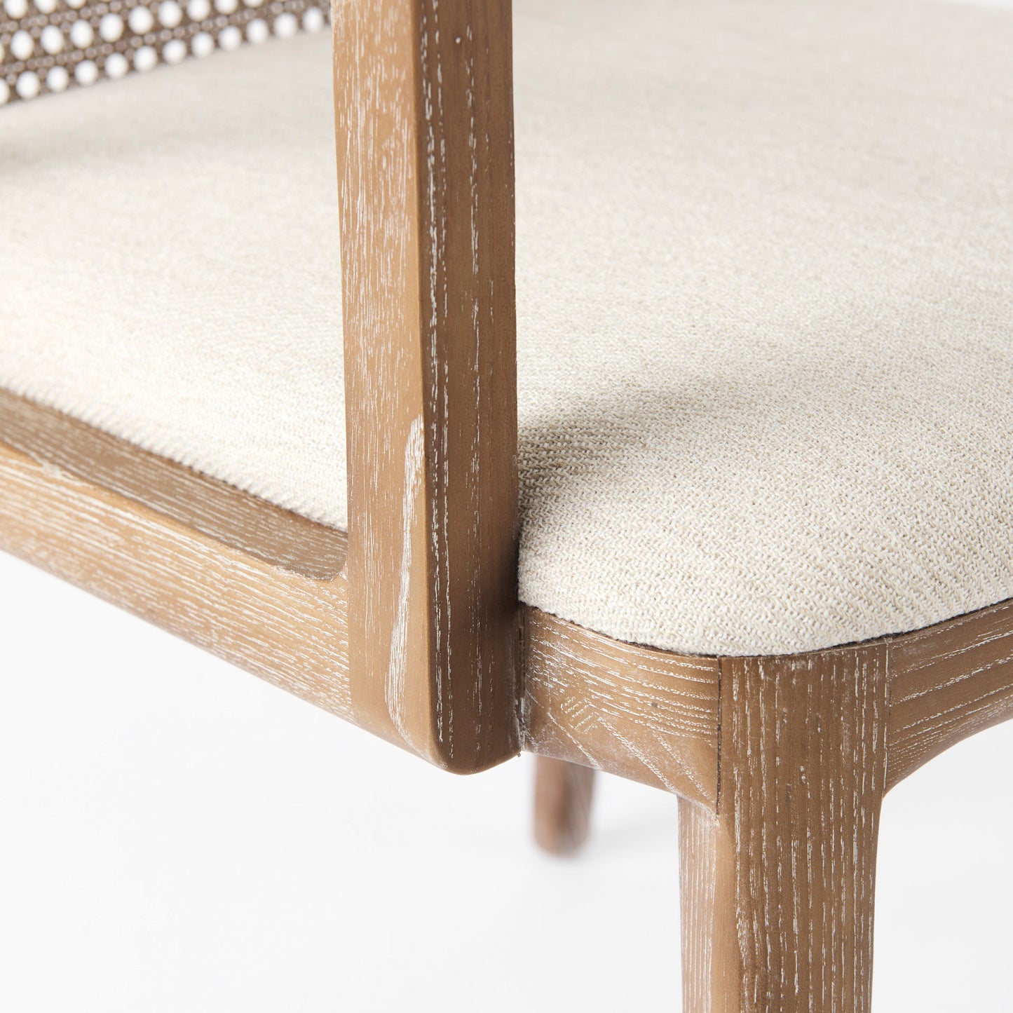 Clara Dining Chair Cream Fabric |Brown Wood (Armchair) - dining-chairs