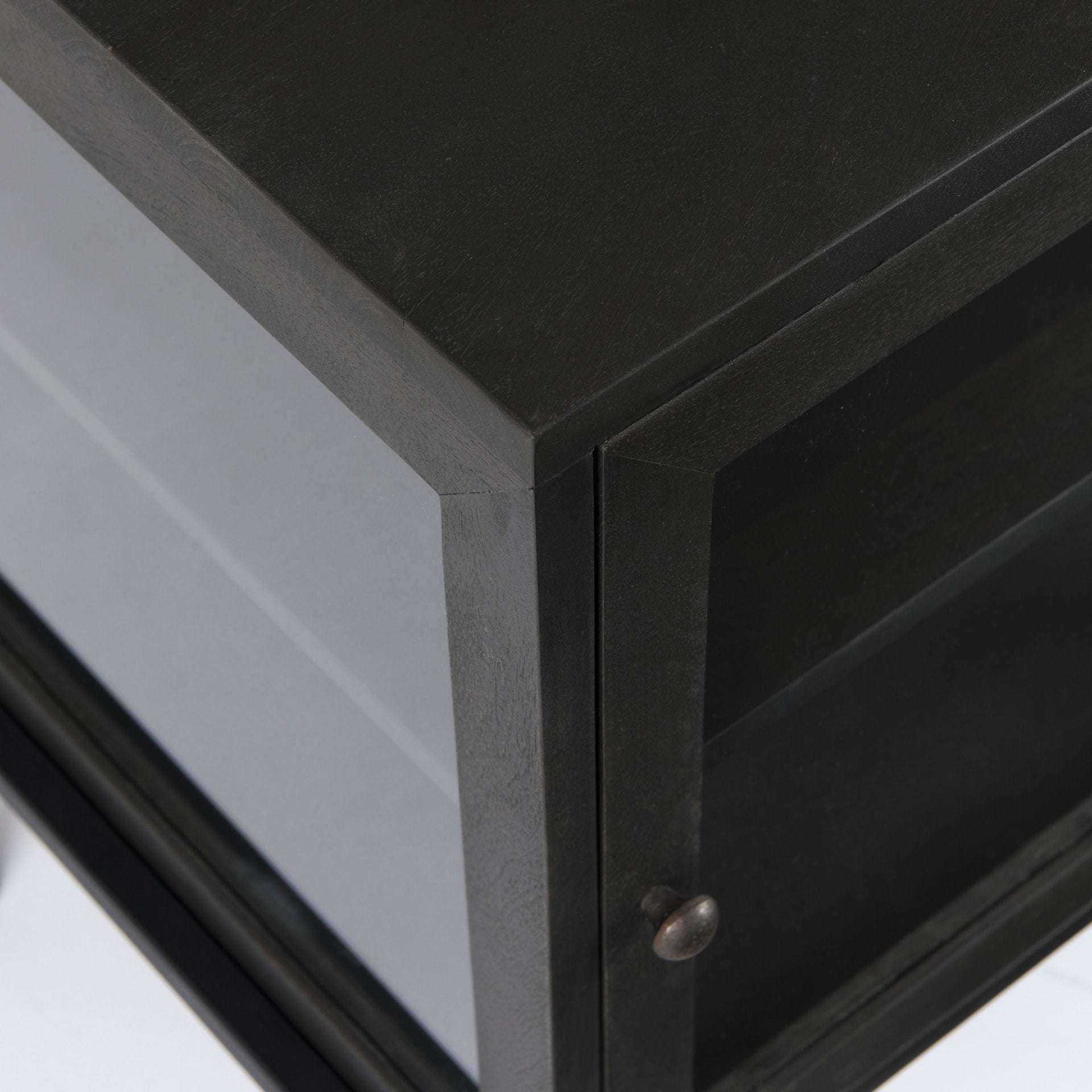 Arelius 20L x 18W x 26H Black-Brown Wood W/ Black Metal Frame End/Side Table