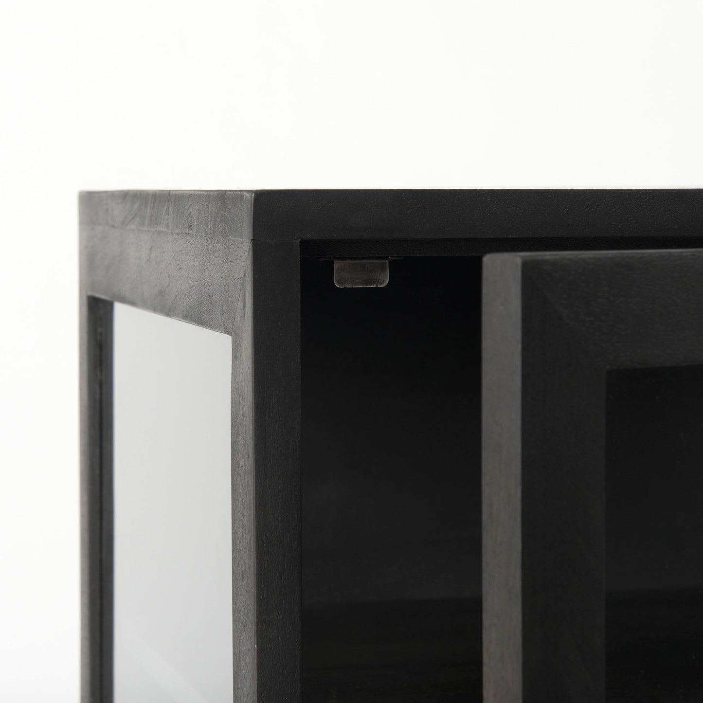 Arelius 20L x 18W x 26H Black-Brown Wood W/ Black Metal Frame End/Side Table