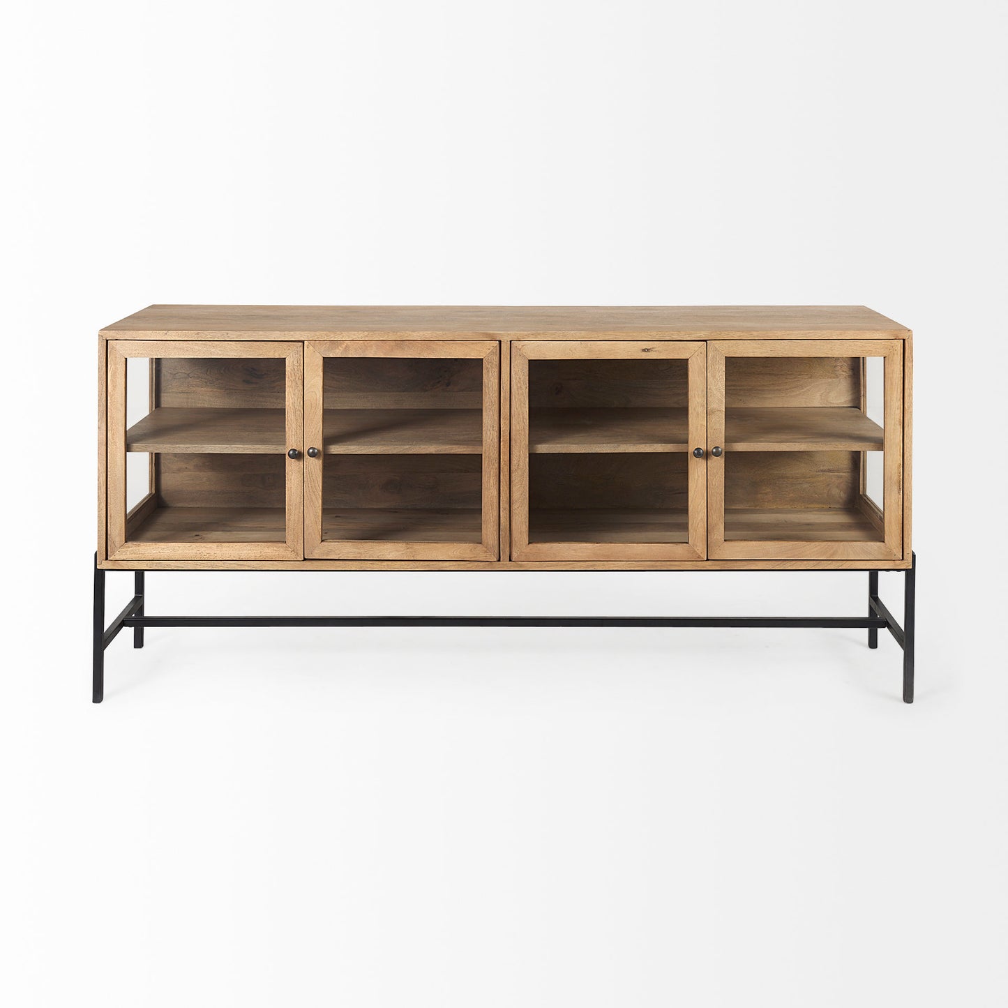 Arelius Sideboard Light Brown Wood | Black Metal - sideboards-and-buffets