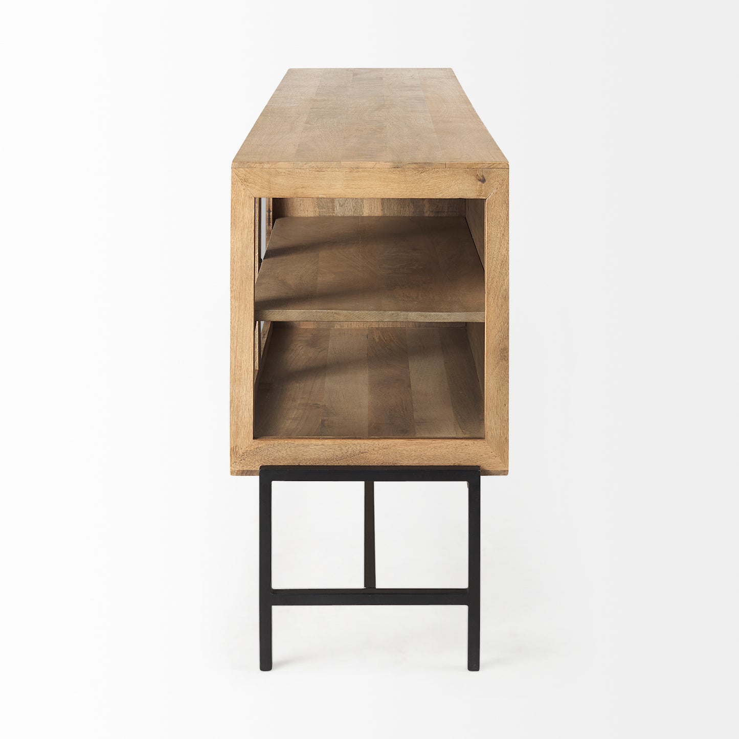 Arelius Sideboard Light Brown Wood | Black Metal - sideboards-and-buffets