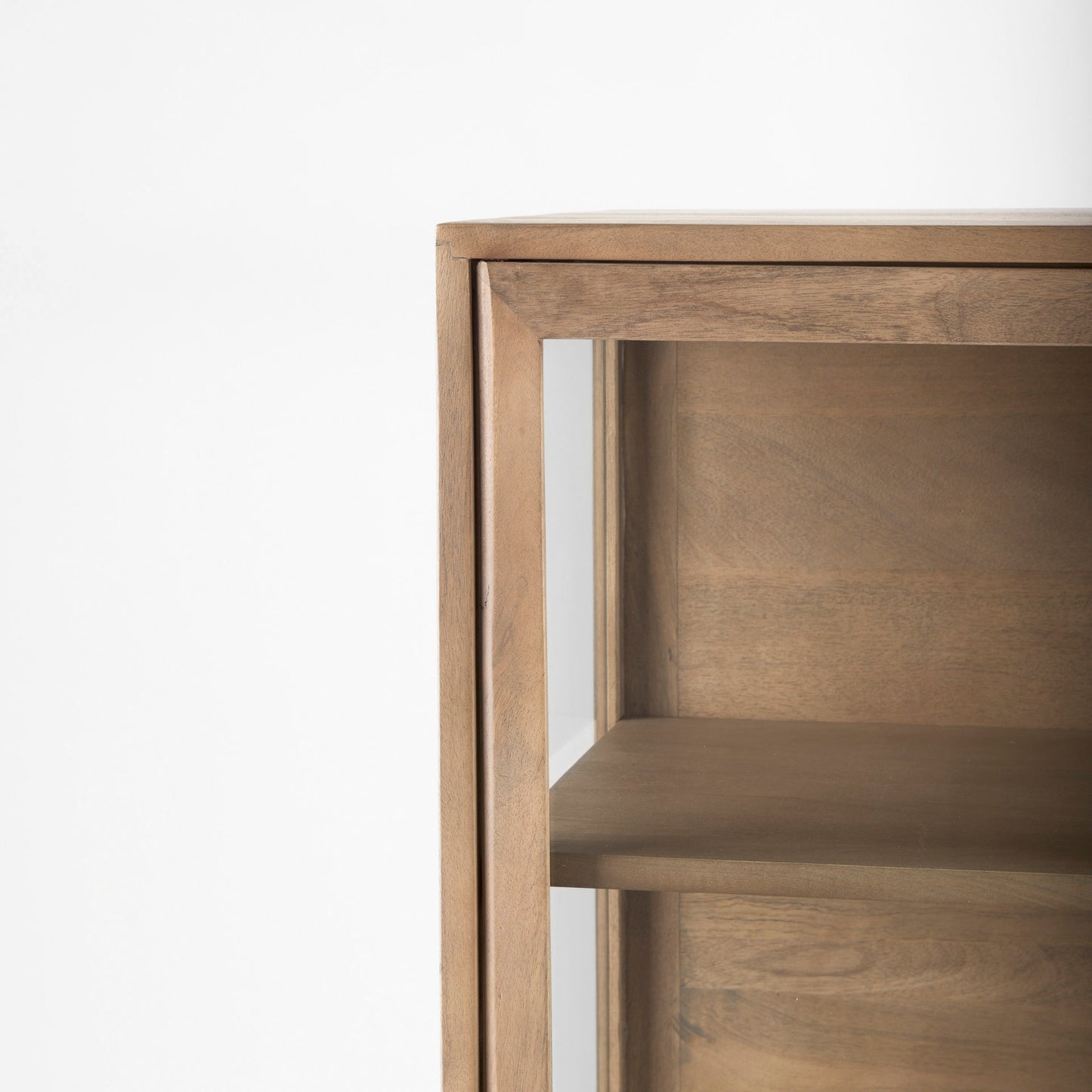 Arelius Cabinet Light Brown Wood | Black Metal - cabinets