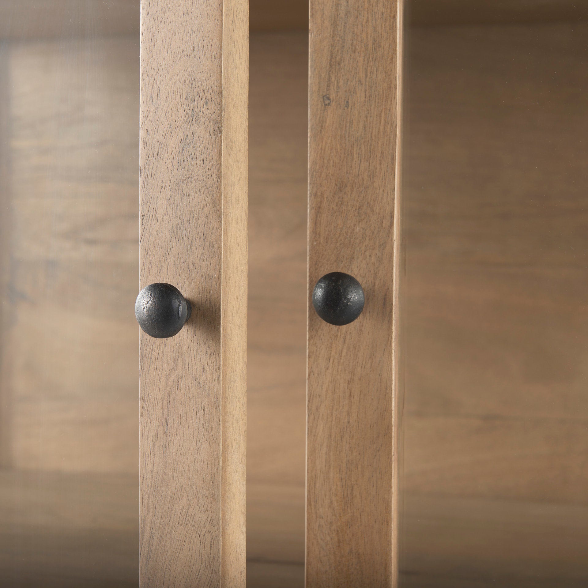 Arelius Cabinet Light Brown Wood | Black Metal - cabinets