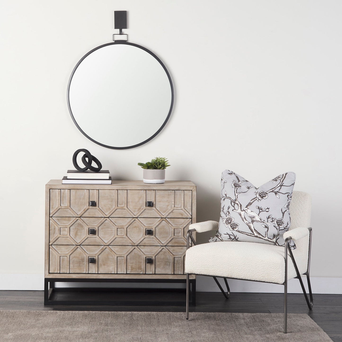 Grimm Wall Mirror Gray Metal | Round - wall-mirrors-grouped