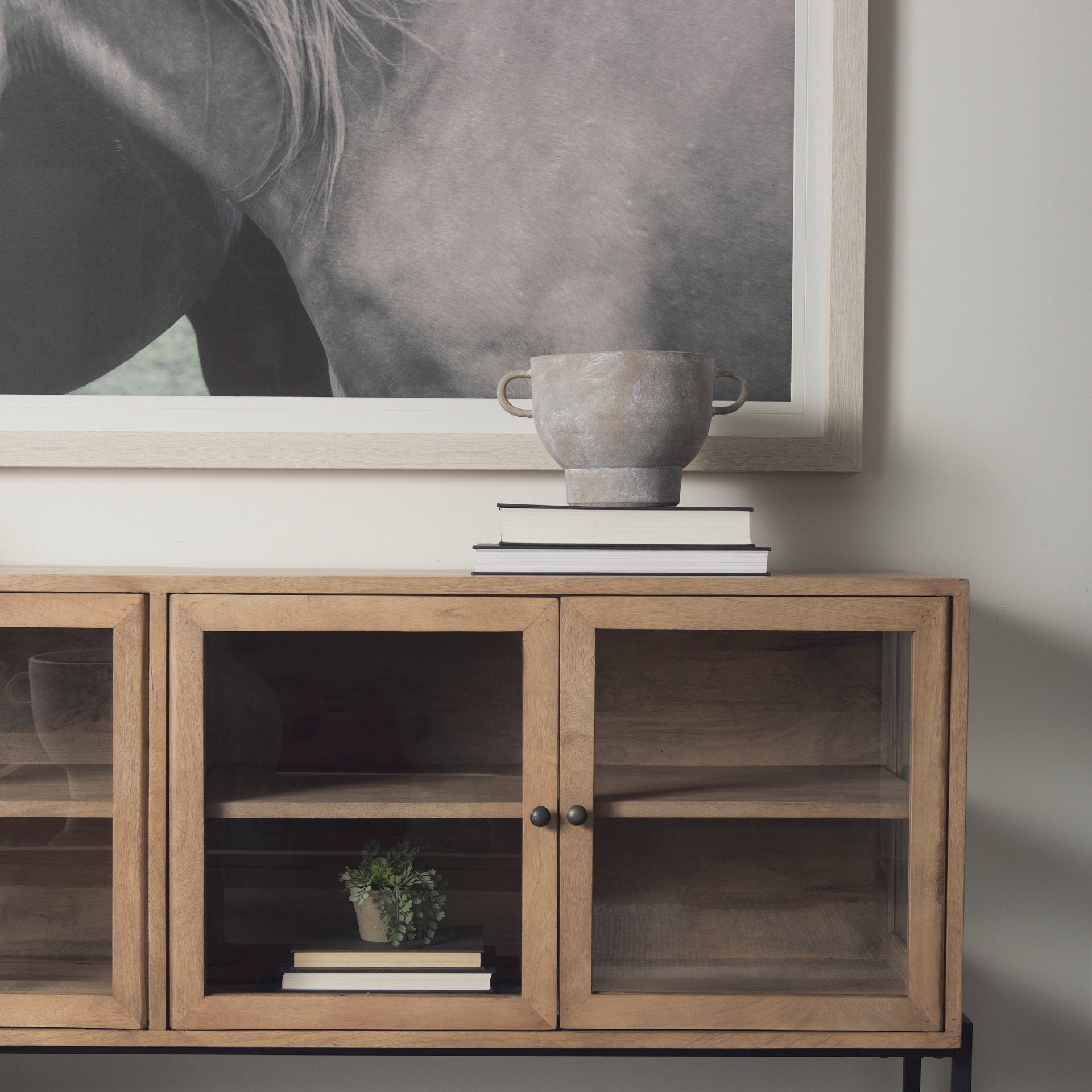 Arelius Sideboard Light Brown Wood | Black Metal - sideboards-and-buffets