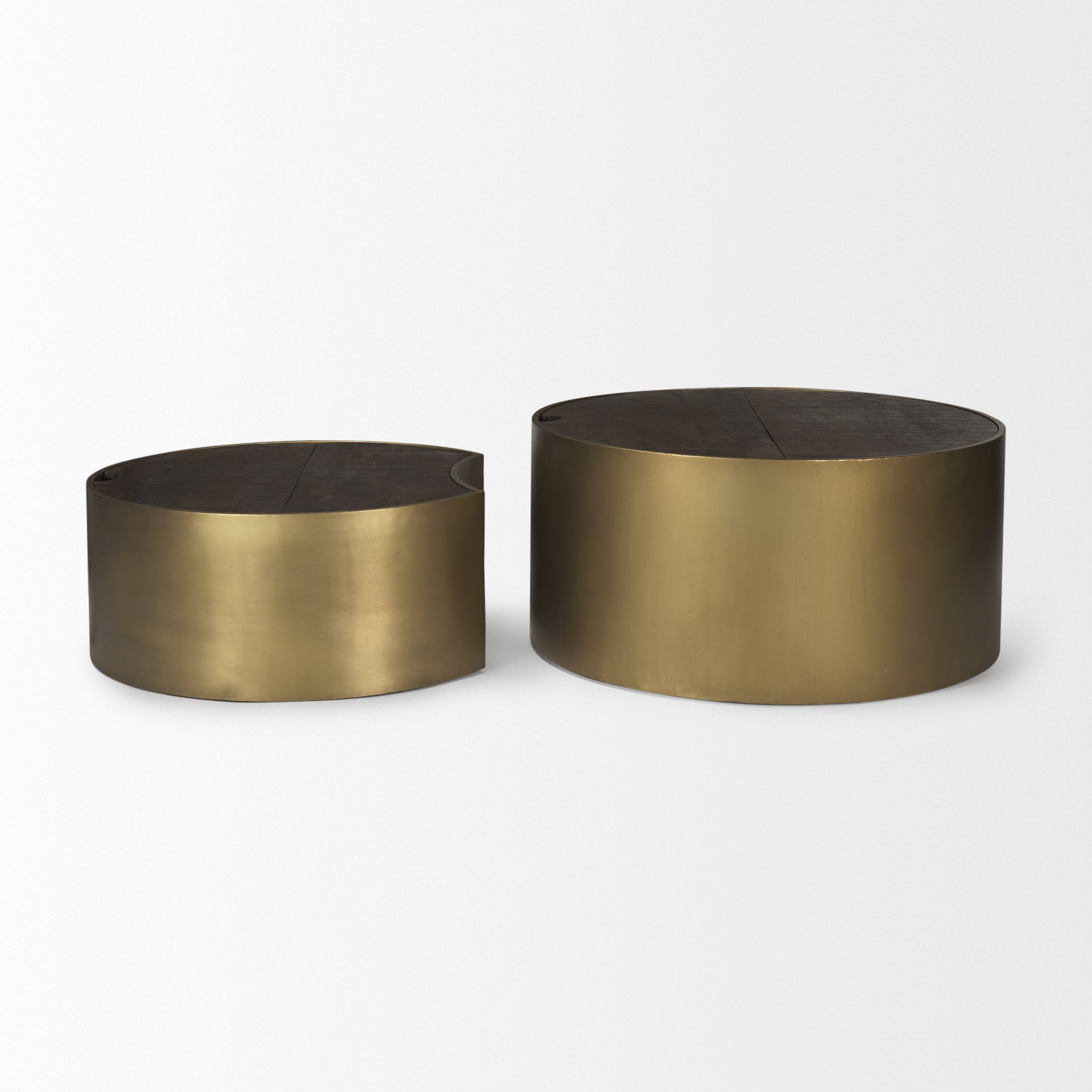 Eclipse Coffee Table Antique Brass Metal | Brown Wood - coffee-tables