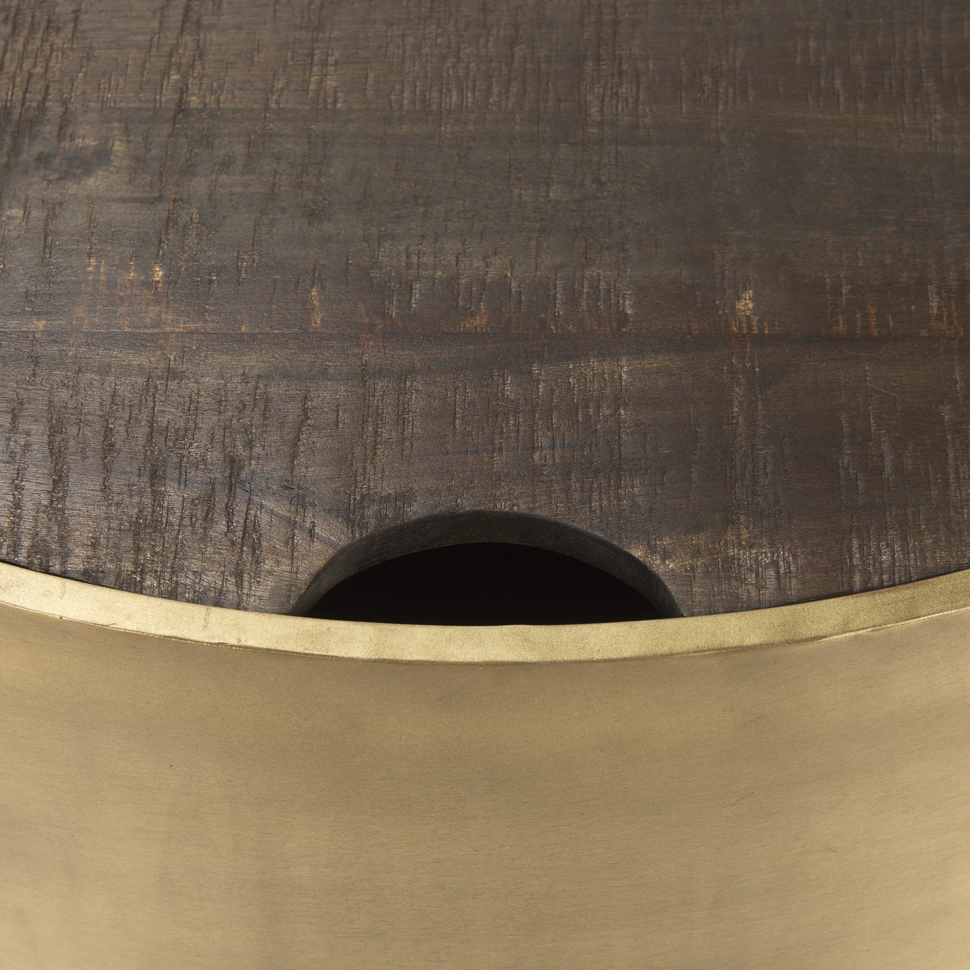 Eclipse Coffee Table Antique Brass Metal | Brown Wood - coffee-tables
