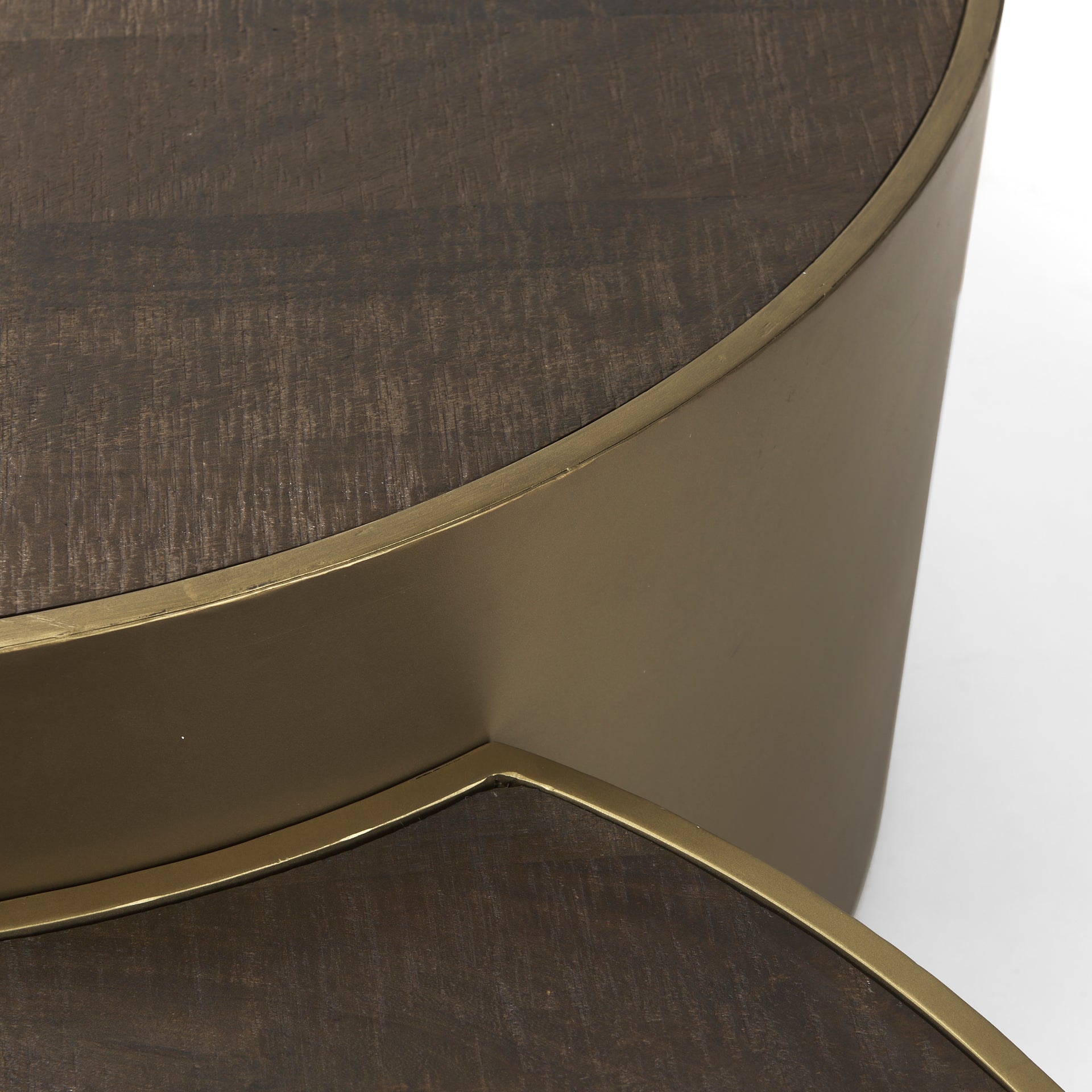 Eclipse Coffee Table Antique Brass Metal | Brown Wood - coffee-tables