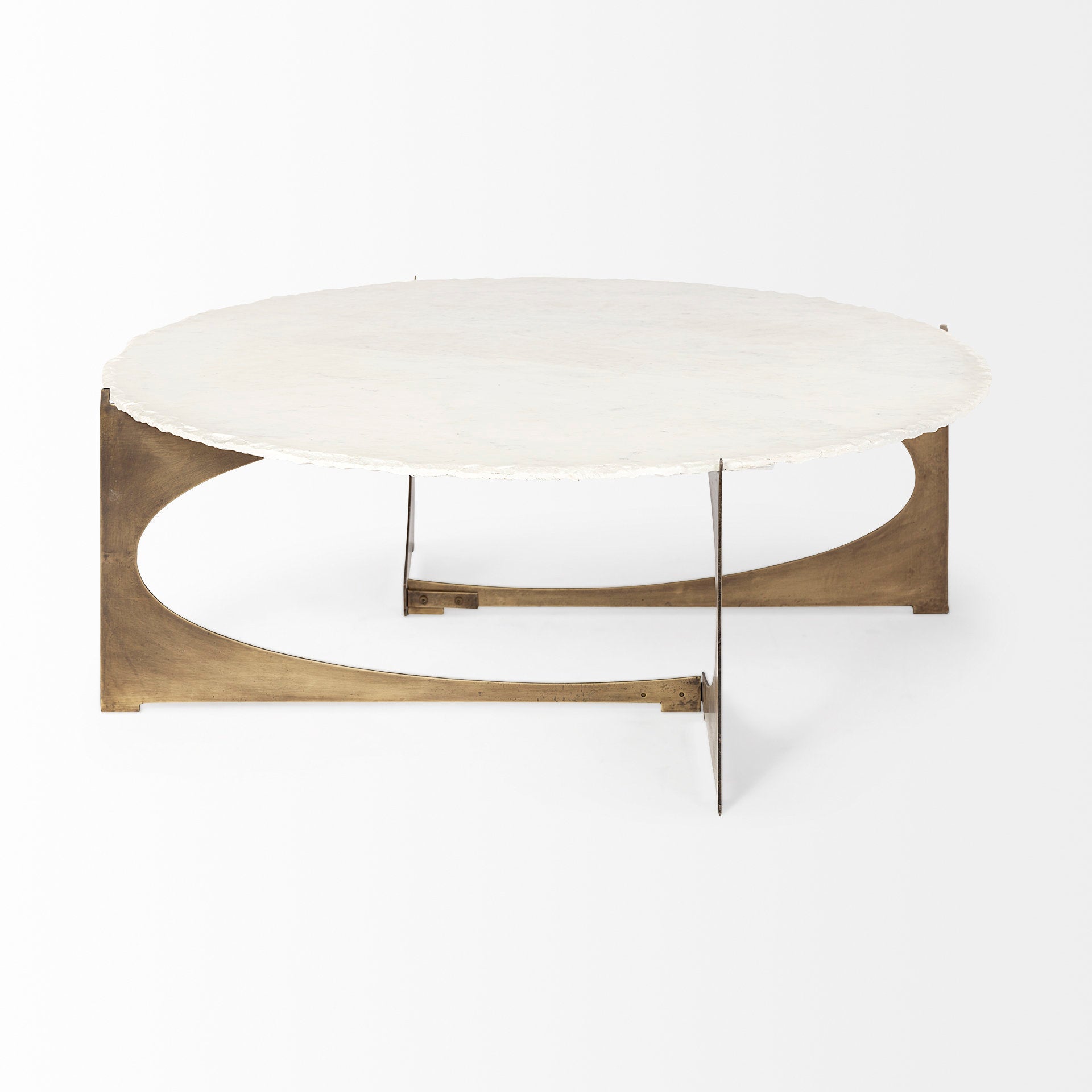 Reinhold Round Coffee Table White Marble | Gold Metal | Round - coffee-tables