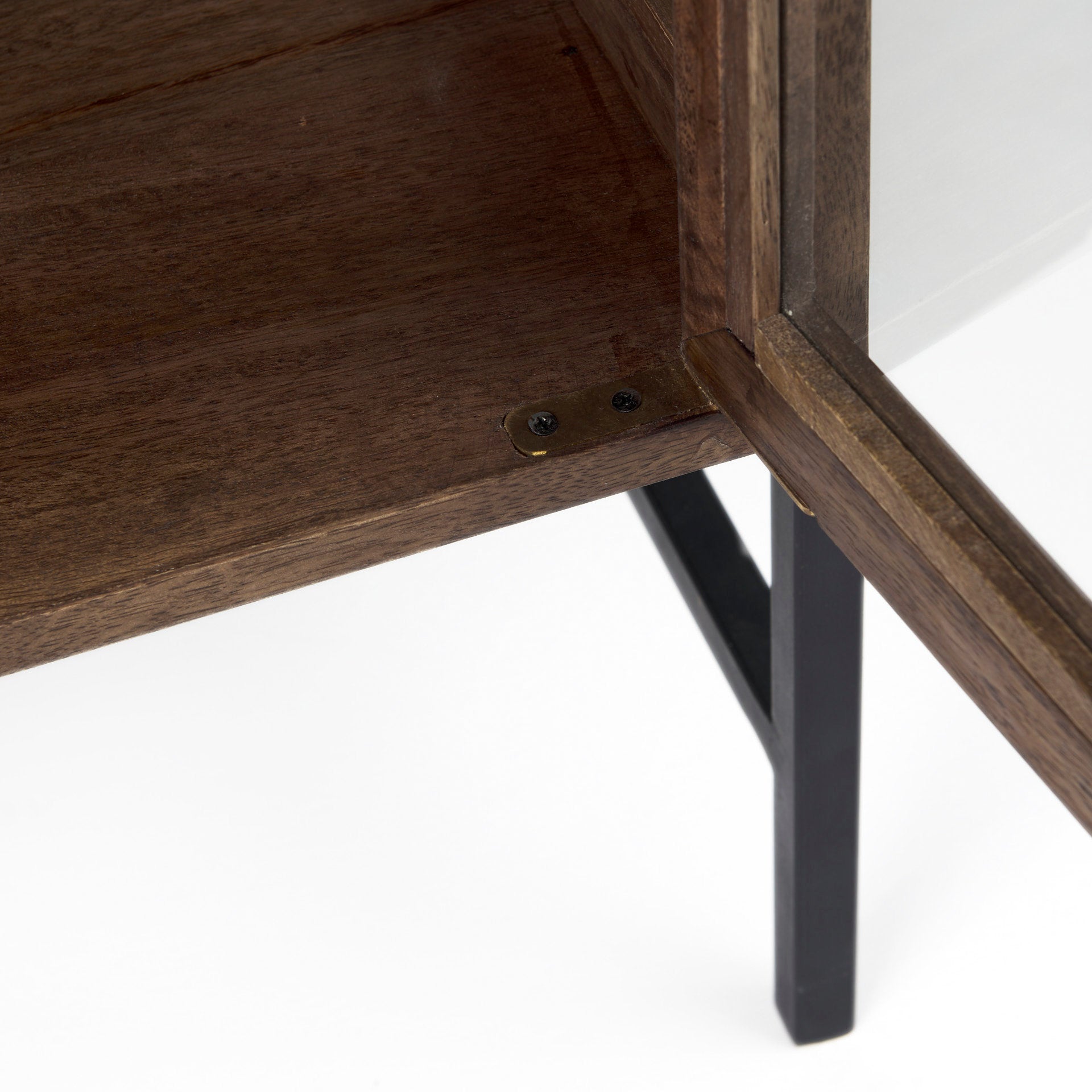 Arelius Accent Cabinet Medium Brown Wood | Black Metal - acc-chest-cabinets