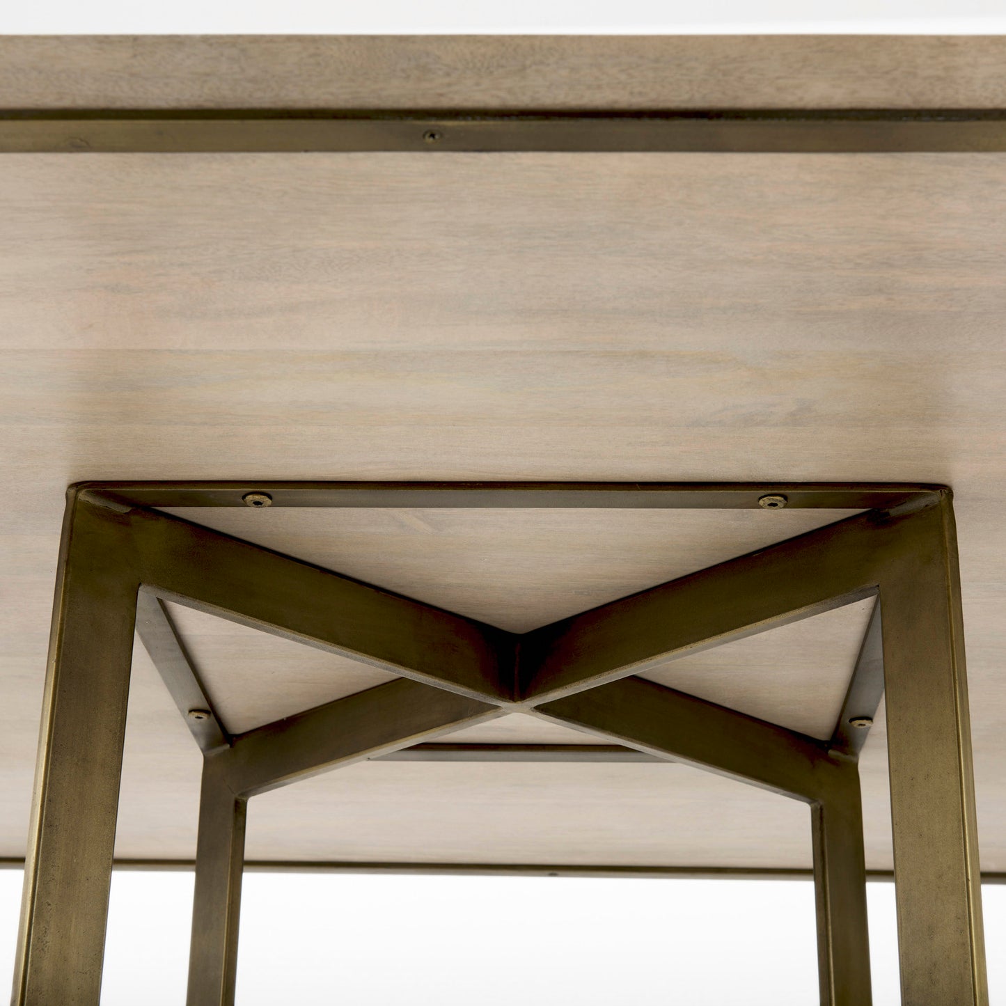 Faye I 48L x 48W x 30H Beige Finished Wood W/Gold Metal Base Square Dining Table