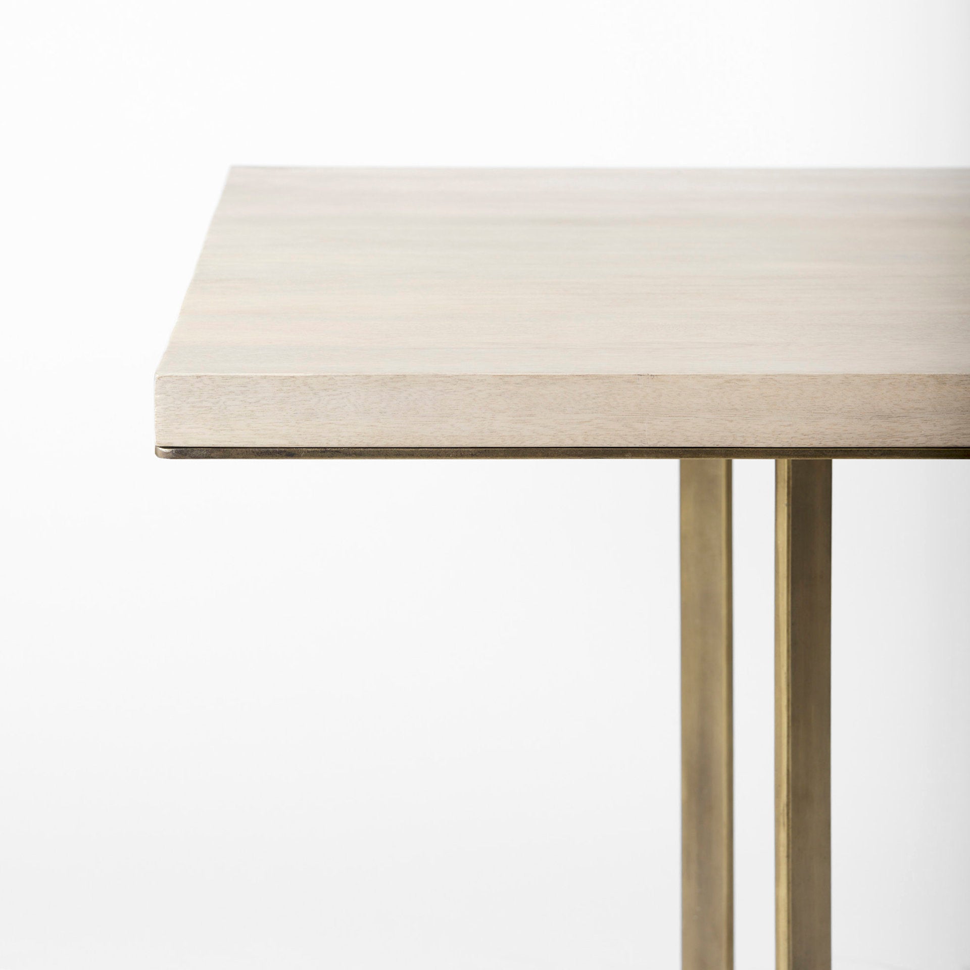 Faye I 48L x 48W x 30H Beige Finished Wood W/Gold Metal Base Square Dining Table