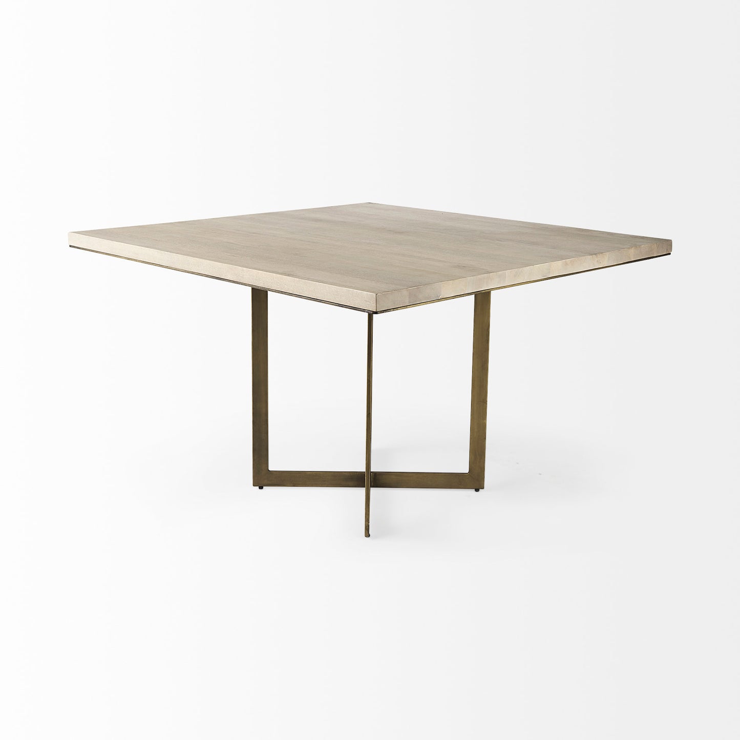 Faye I 48L x 48W x 30H Beige Finished Wood W/Gold Metal Base Square Dining Table