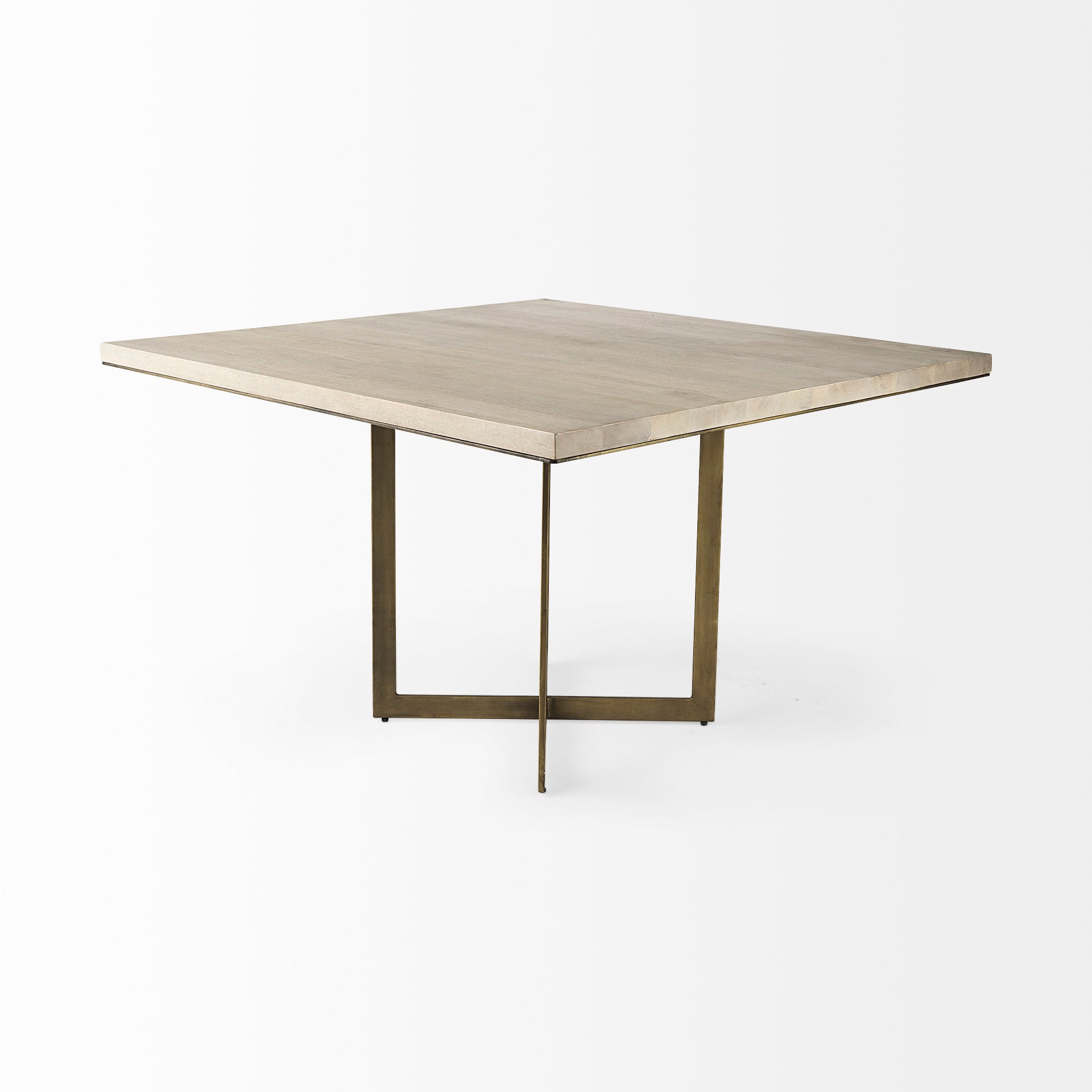 Faye I 48L x 48W x 30H Beige Finished Wood W/Gold Metal Base Square Dining Table