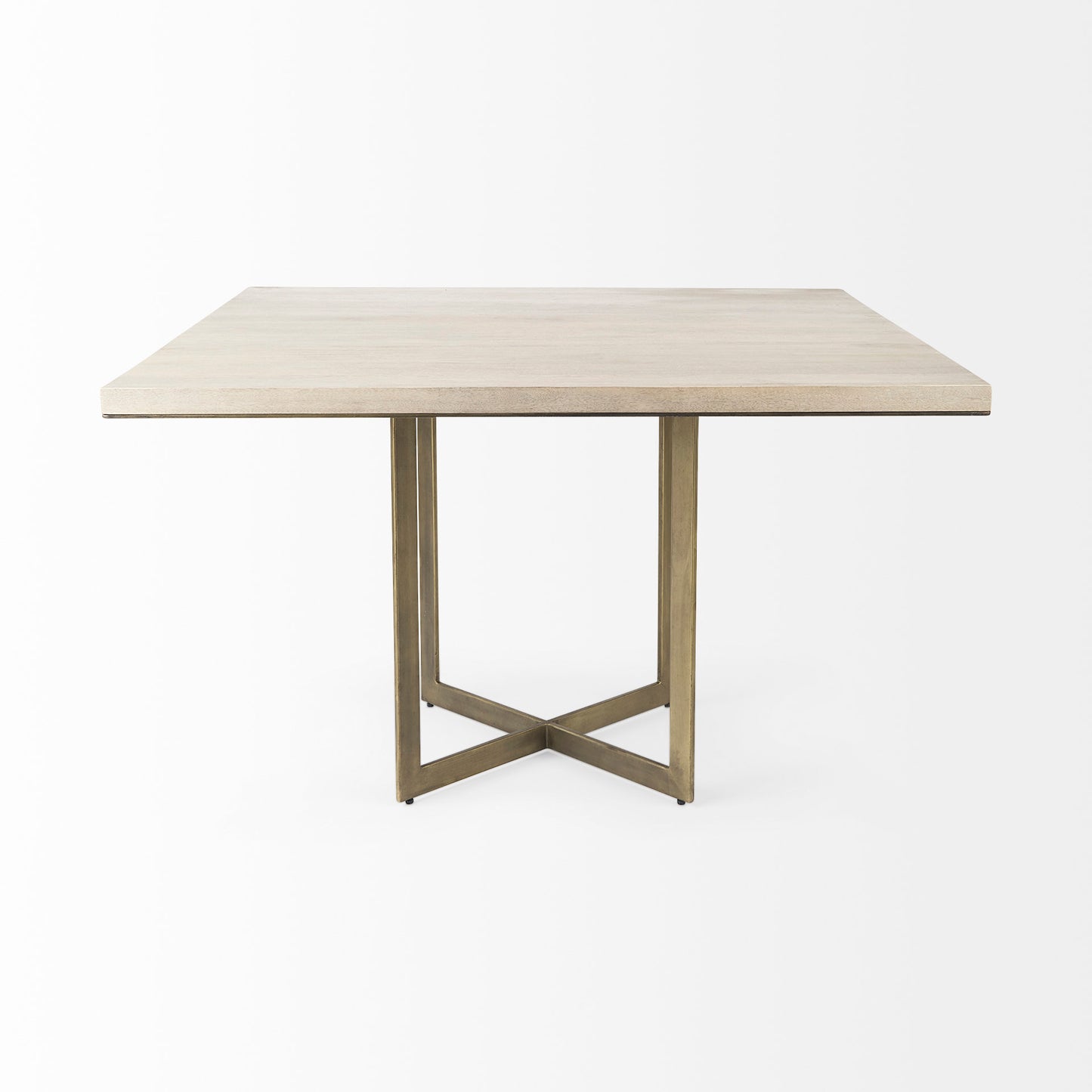 Faye I 48L x 48W x 30H Beige Finished Wood W/Gold Metal Base Square Dining Table
