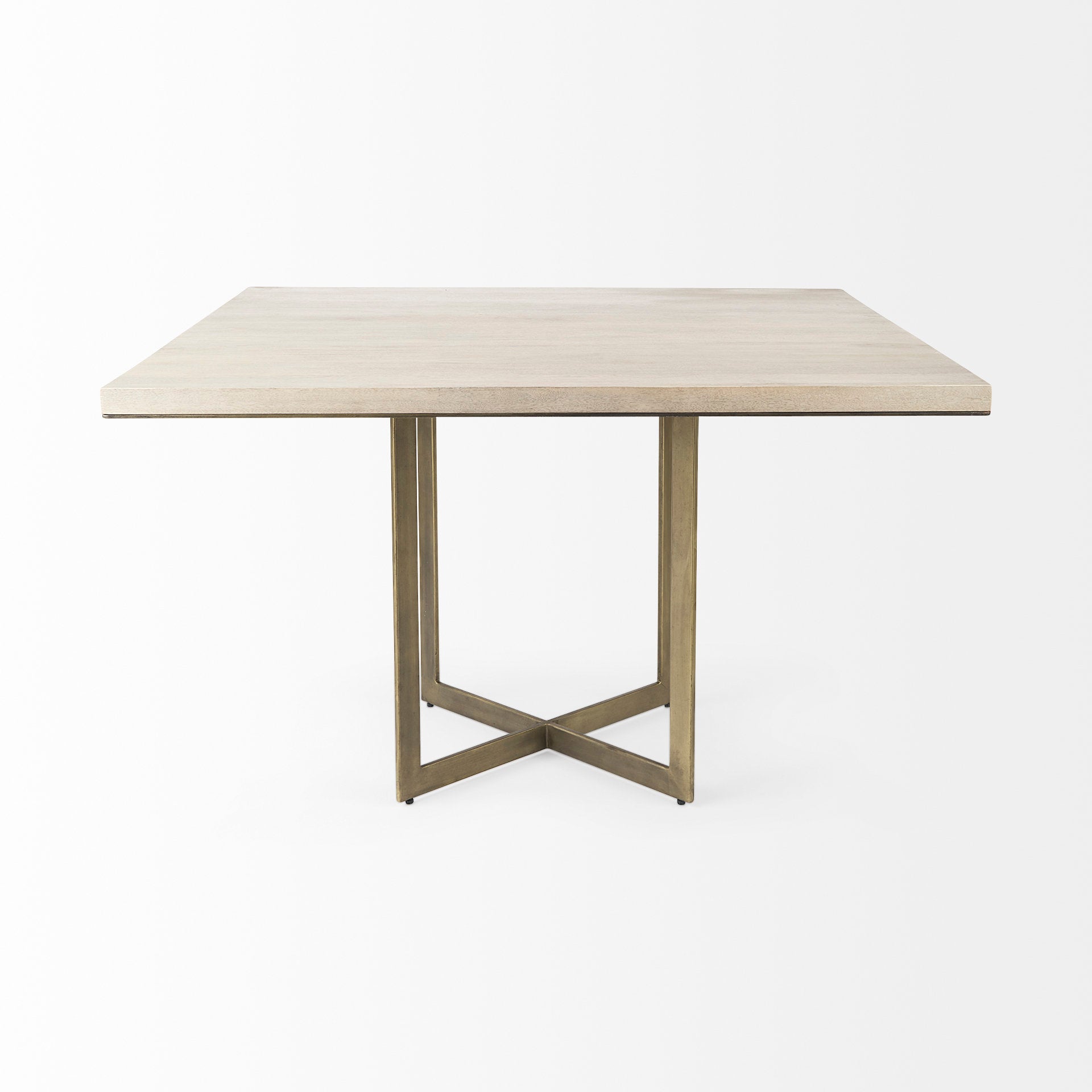 Faye I 48L x 48W x 30H Beige Finished Wood W/Gold Metal Base Square Dining Table