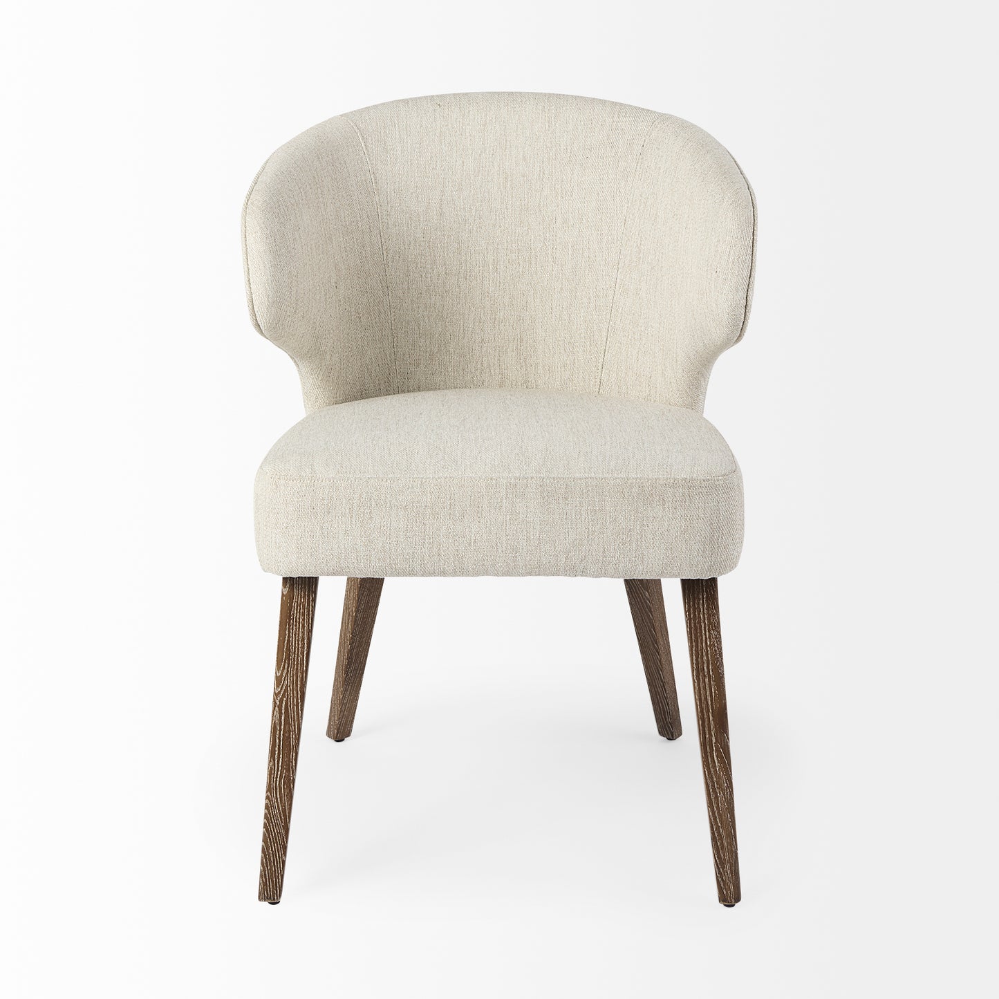 Niles 20" Seat Height Cream Fabric Seat W/ Medium Brown Wooden Legs Wingback  Dining Chair