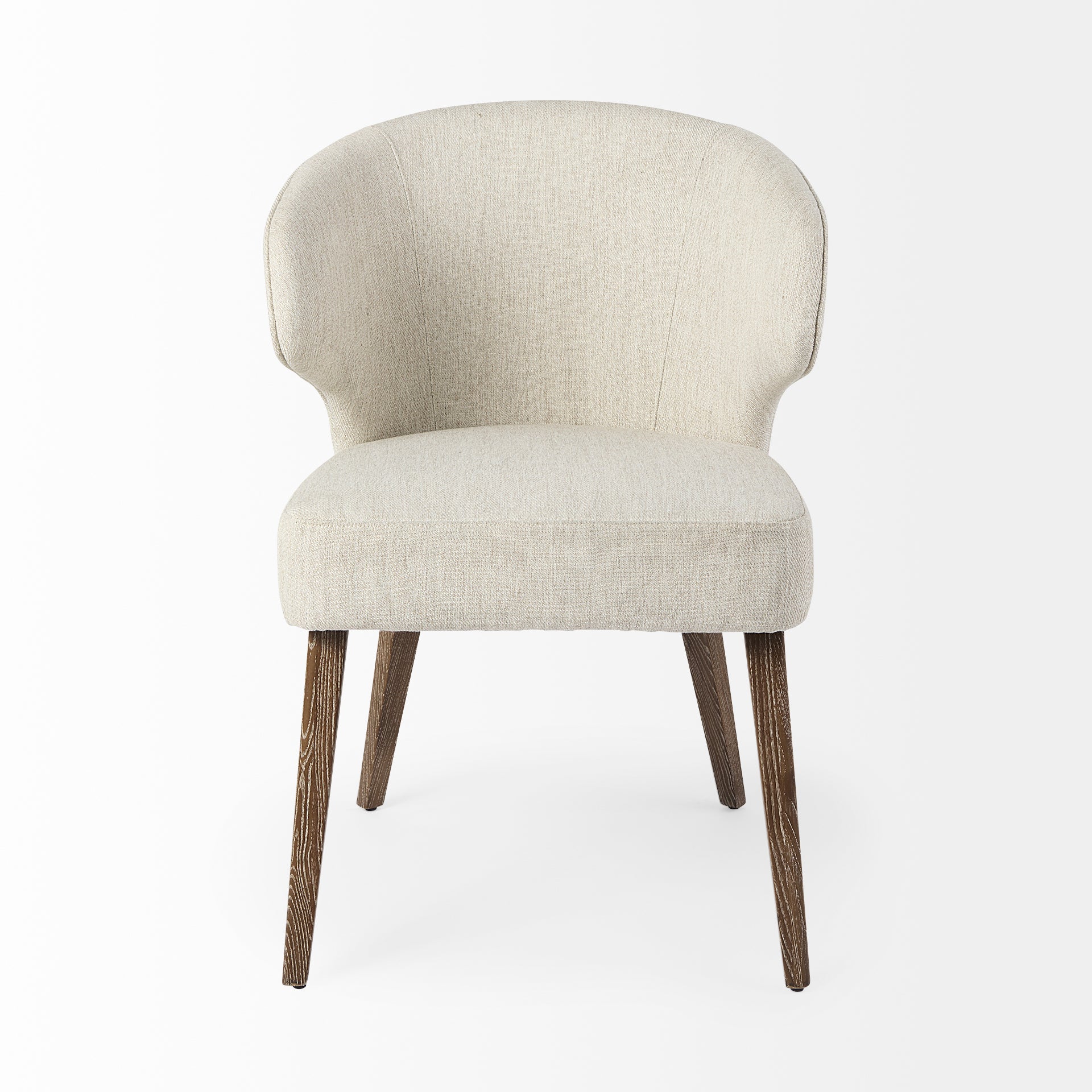 Niles 20" Seat Height Cream Fabric Seat W/ Medium Brown Wooden Legs Wingback  Dining Chair