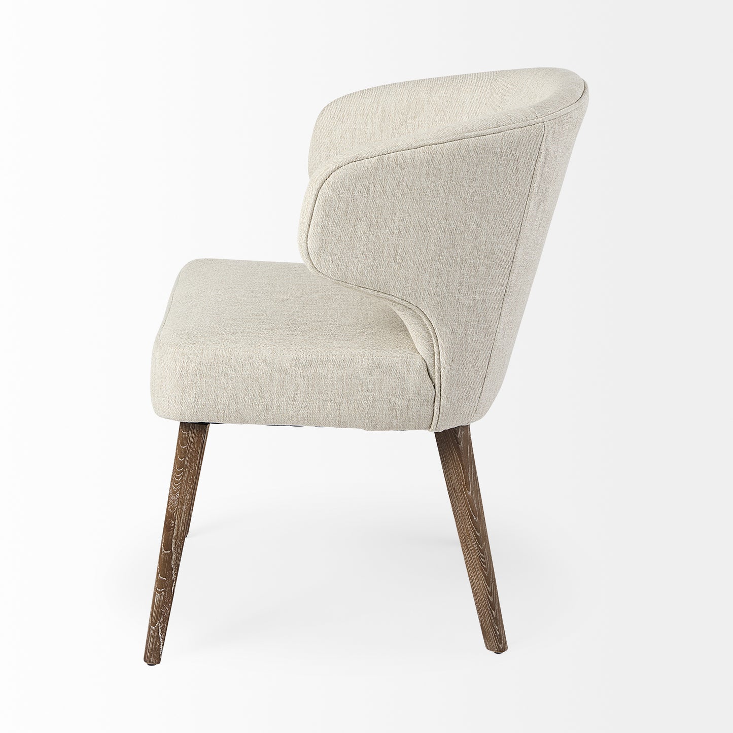 Niles 20" Seat Height Cream Fabric Seat W/ Medium Brown Wooden Legs Wingback  Dining Chair