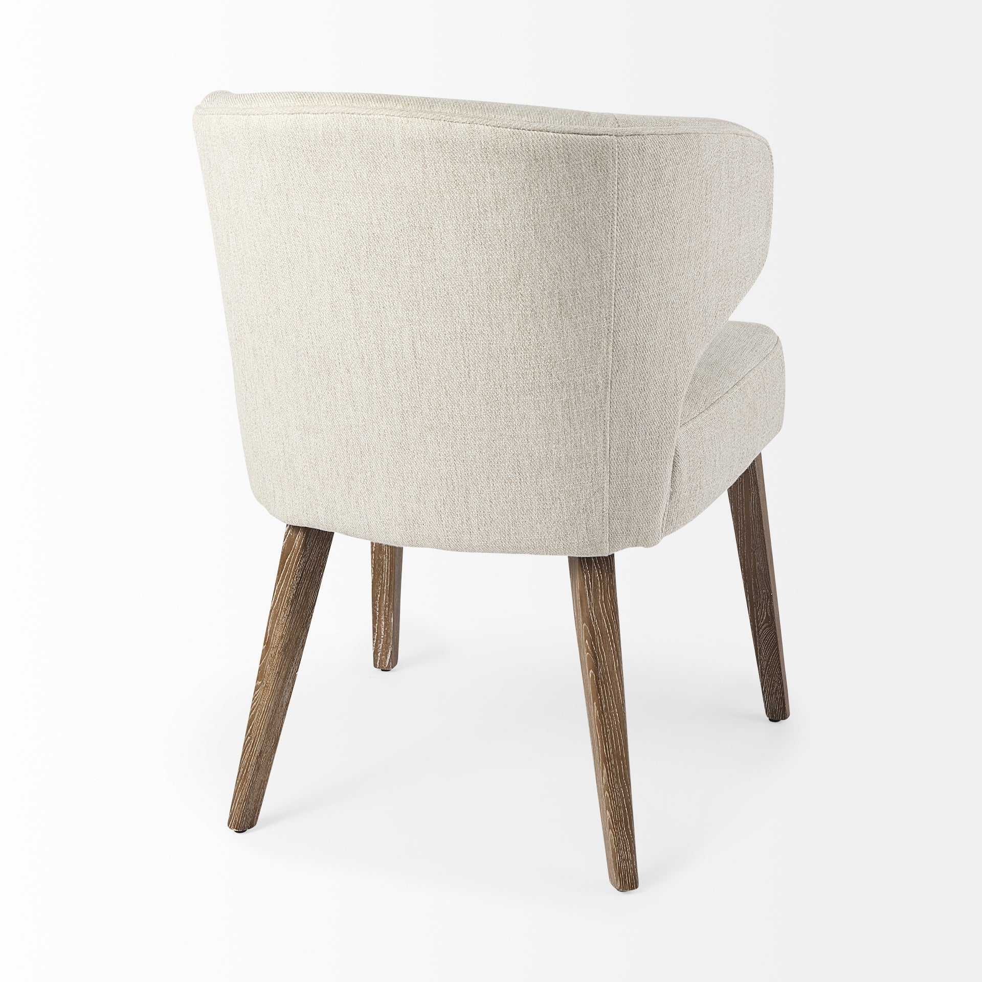 Niles 20" Seat Height Cream Fabric Seat W/ Medium Brown Wooden Legs Wingback  Dining Chair