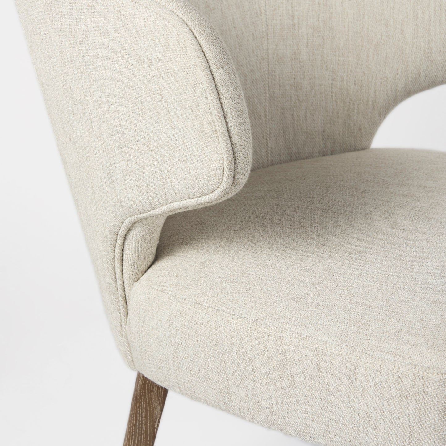 Niles 20" Seat Height Cream Fabric Seat W/ Medium Brown Wooden Legs Wingback  Dining Chair