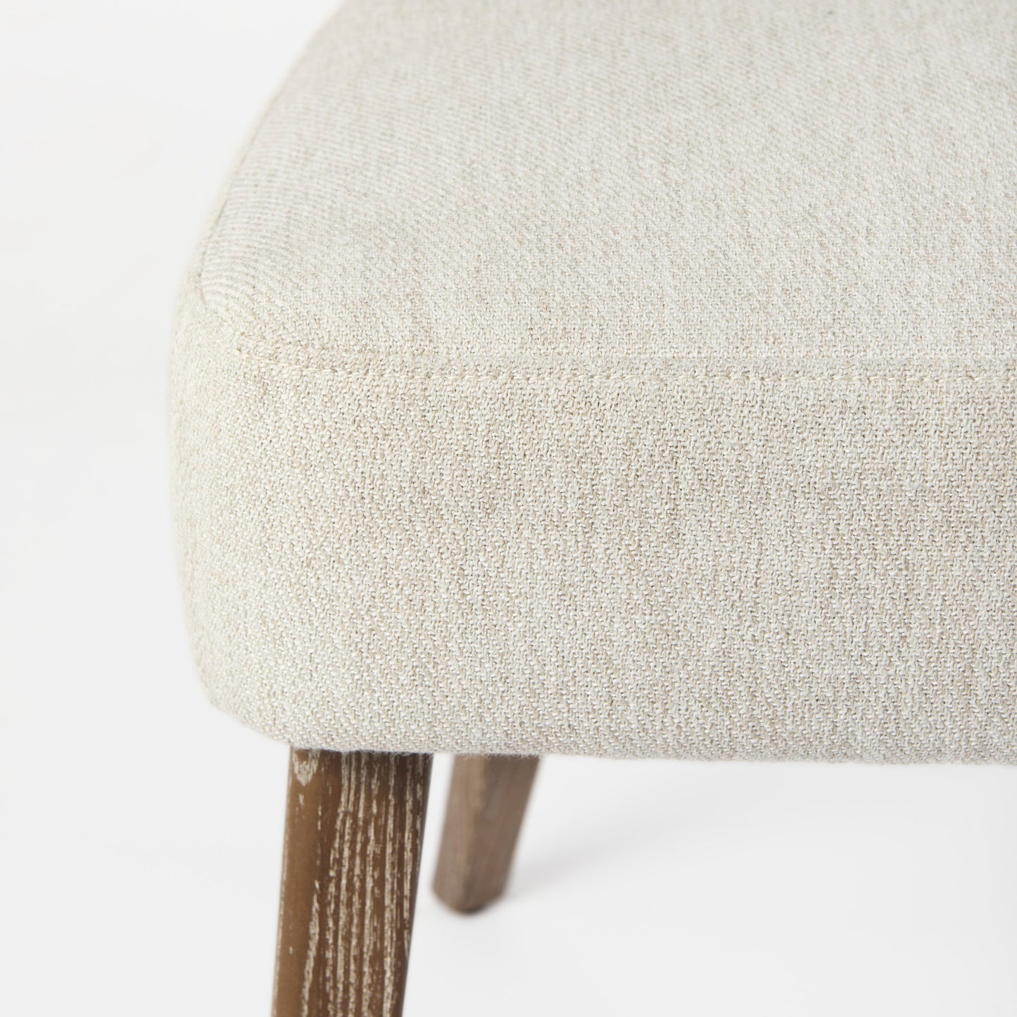 Niles 20" Seat Height Cream Fabric Seat W/ Medium Brown Wooden Legs Wingback  Dining Chair