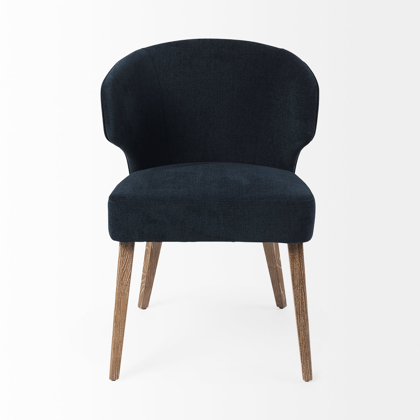 Niles 20" Seat Height Navy Fabric Seat W/ Medium Brown Wooden Legs Wingback Dining Chair