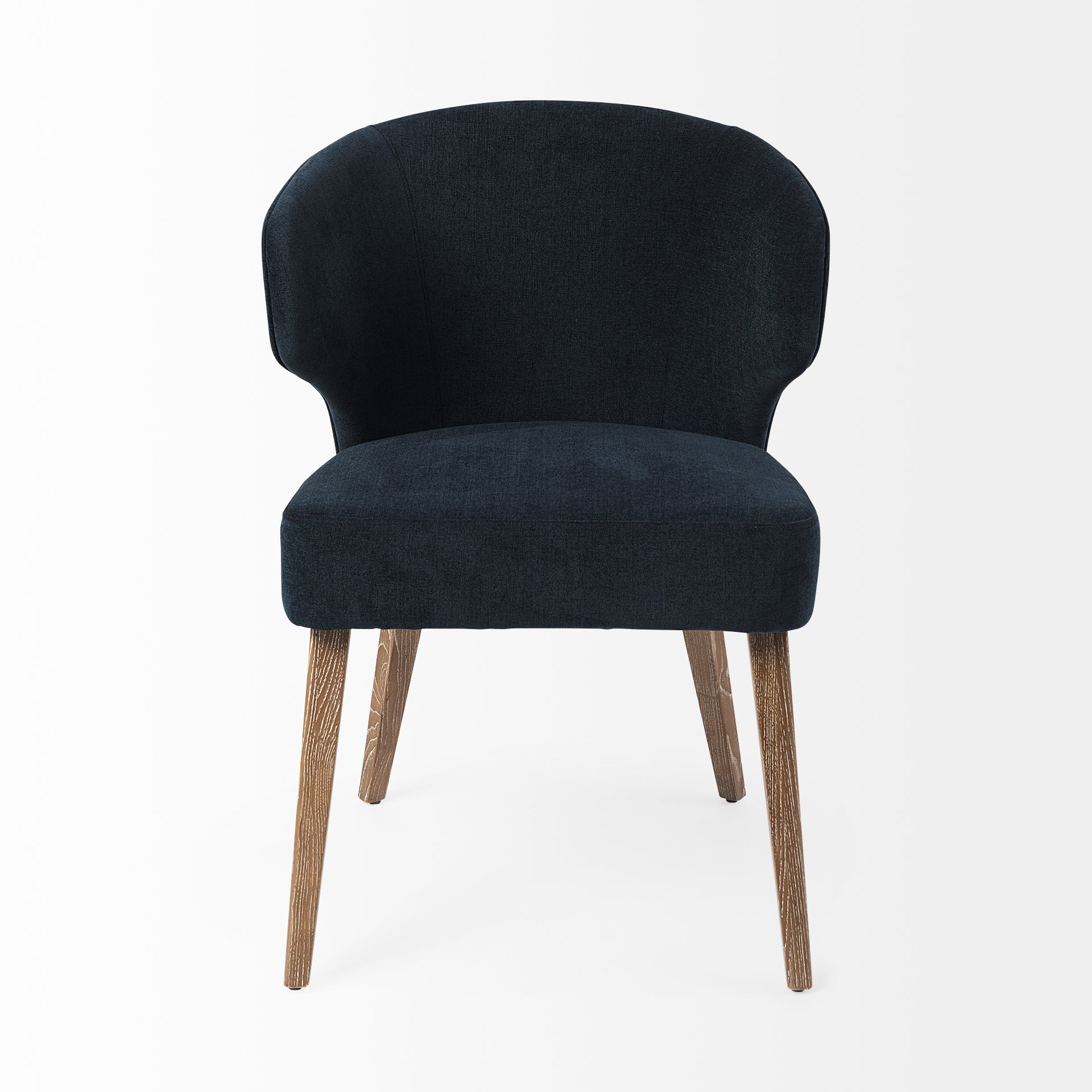 Niles 20" Seat Height Navy Fabric Seat W/ Medium Brown Wooden Legs Wingback Dining Chair