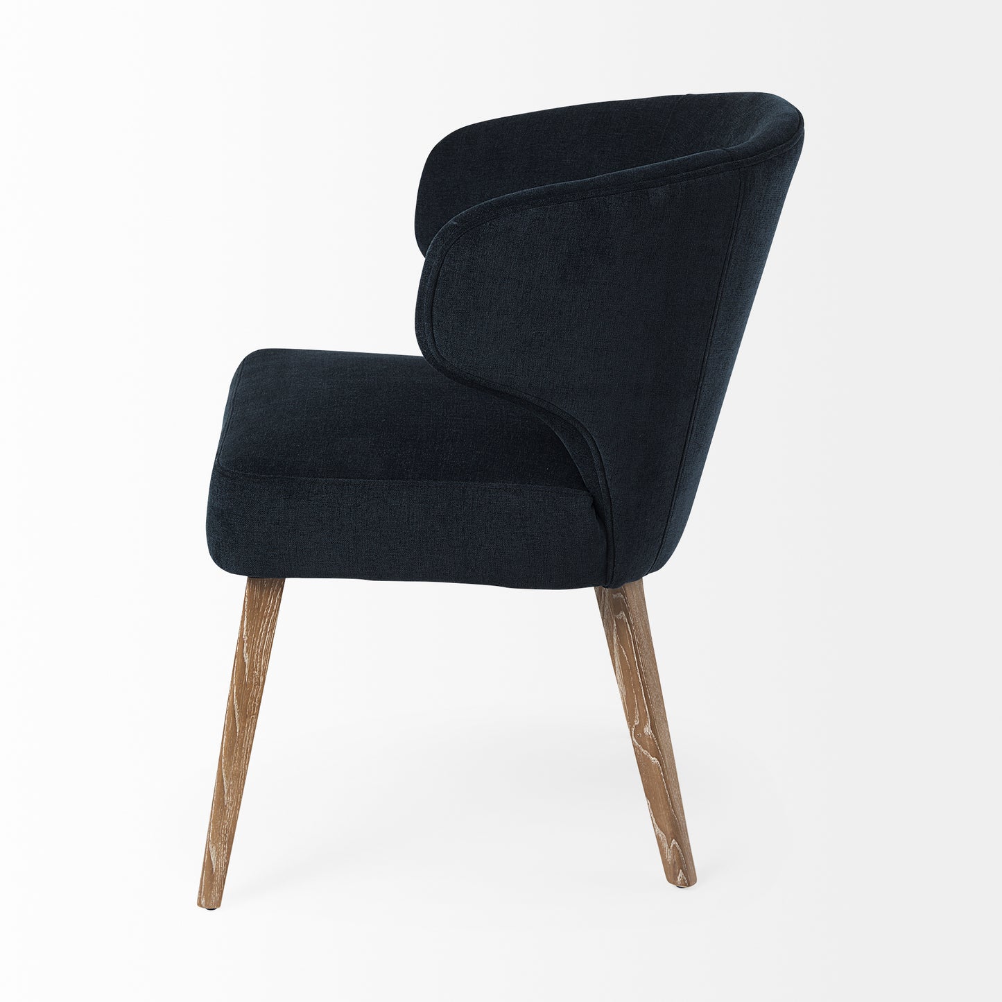 Niles 20" Seat Height Navy Fabric Seat W/ Medium Brown Wooden Legs Wingback Dining Chair