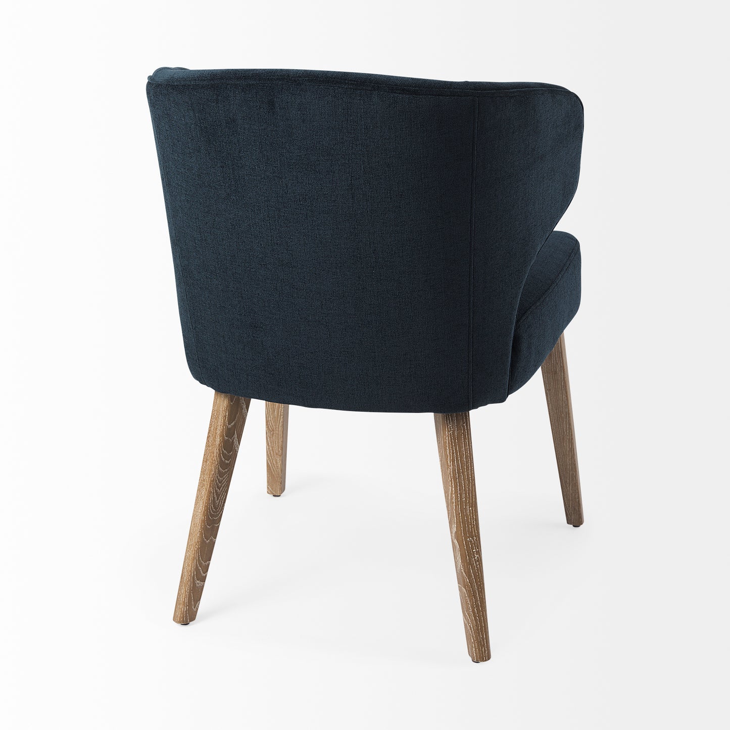 Niles 20" Seat Height Navy Fabric Seat W/ Medium Brown Wooden Legs Wingback Dining Chair