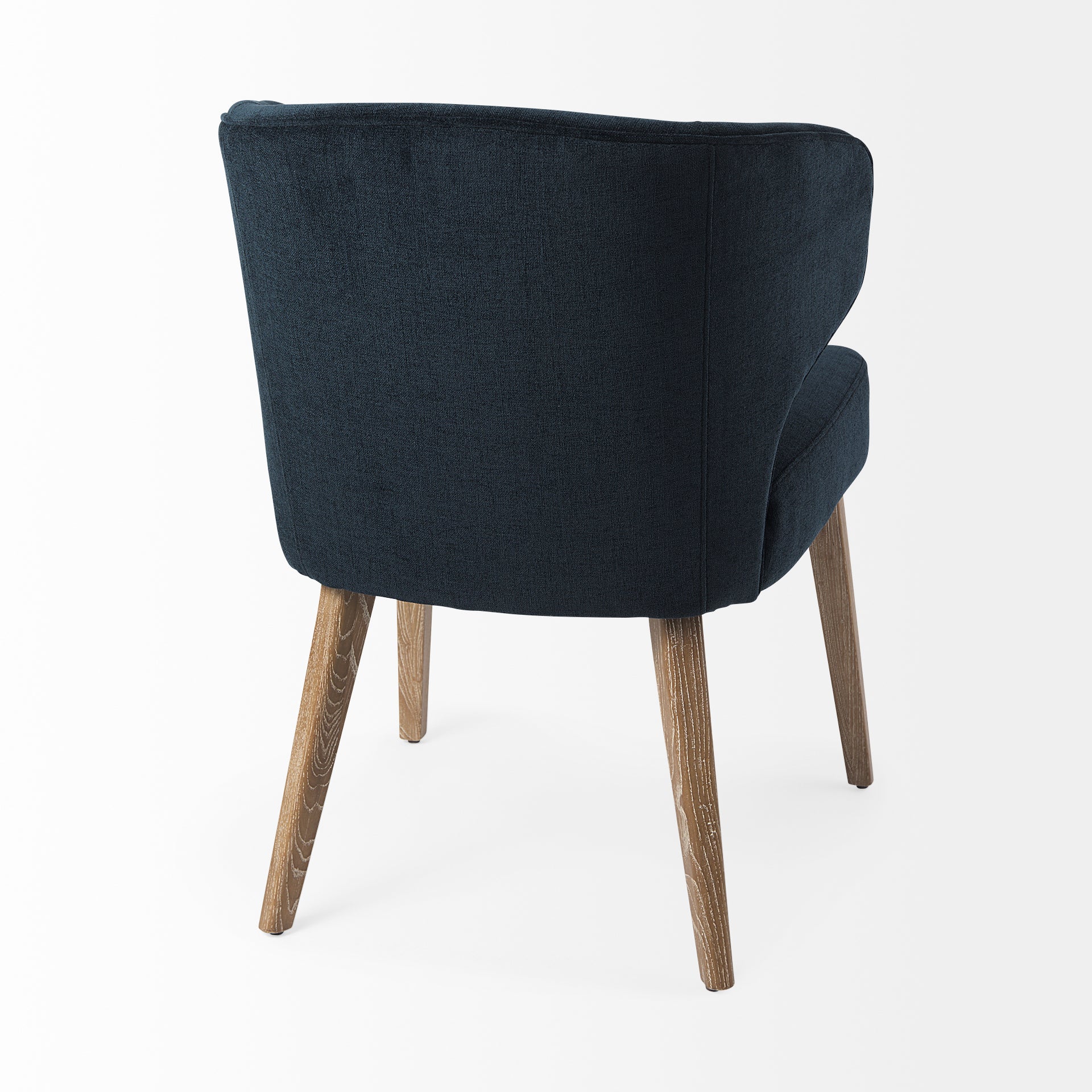 Niles 20" Seat Height Navy Fabric Seat W/ Medium Brown Wooden Legs Wingback Dining Chair