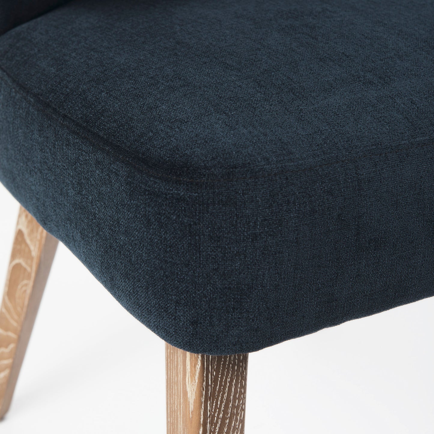 Niles 20" Seat Height Navy Fabric Seat W/ Medium Brown Wooden Legs Wingback Dining Chair