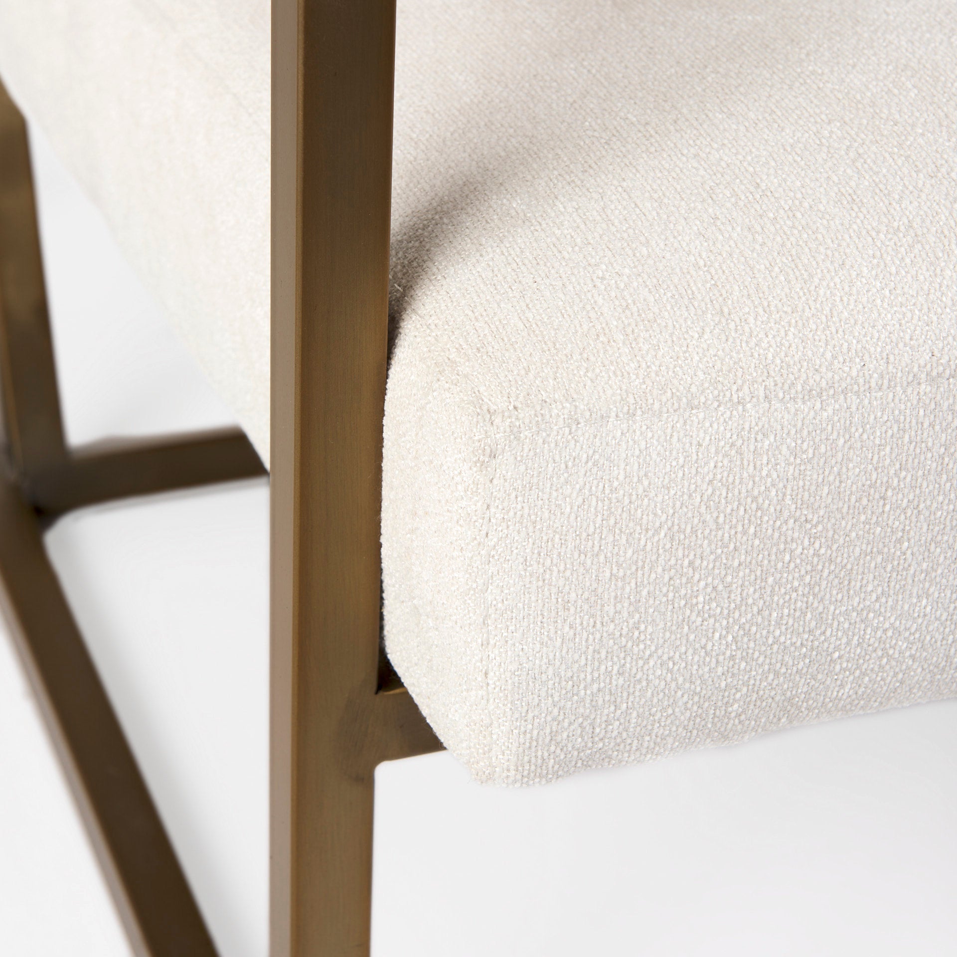 Armelle Upholstered Accent Chair Cream Fabric | Gold Metal - accent-chairs