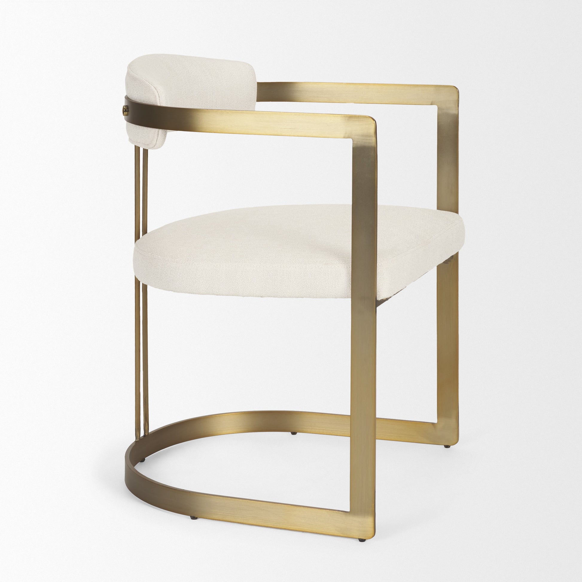 Hollyfield Upholstered Dining Chair Cream Fabric | Gold Metal - dining-chairs