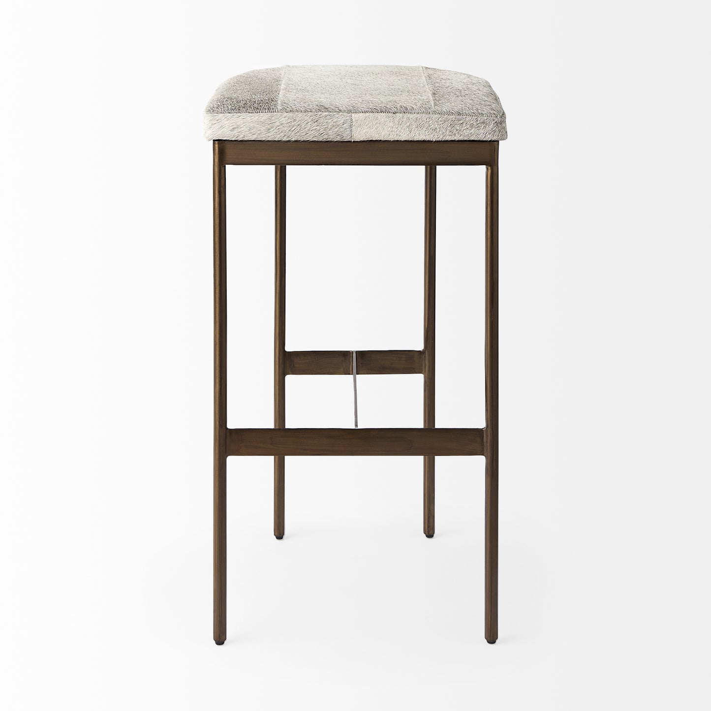 Millie Bar Counter Stool Gray Hair-On-Hide | Gold Metal | Bar - bar-stools