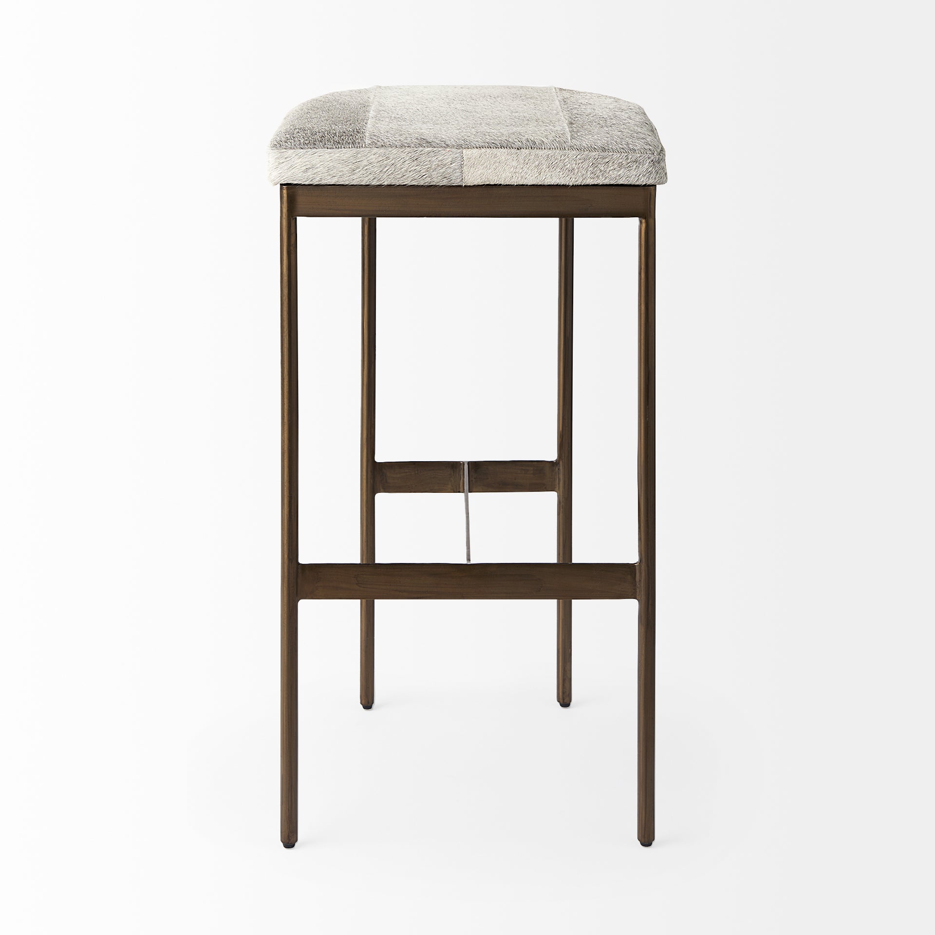 Millie Bar Counter Stool Gray Hair-On-Hide | Gold Metal | Bar - bar-stools