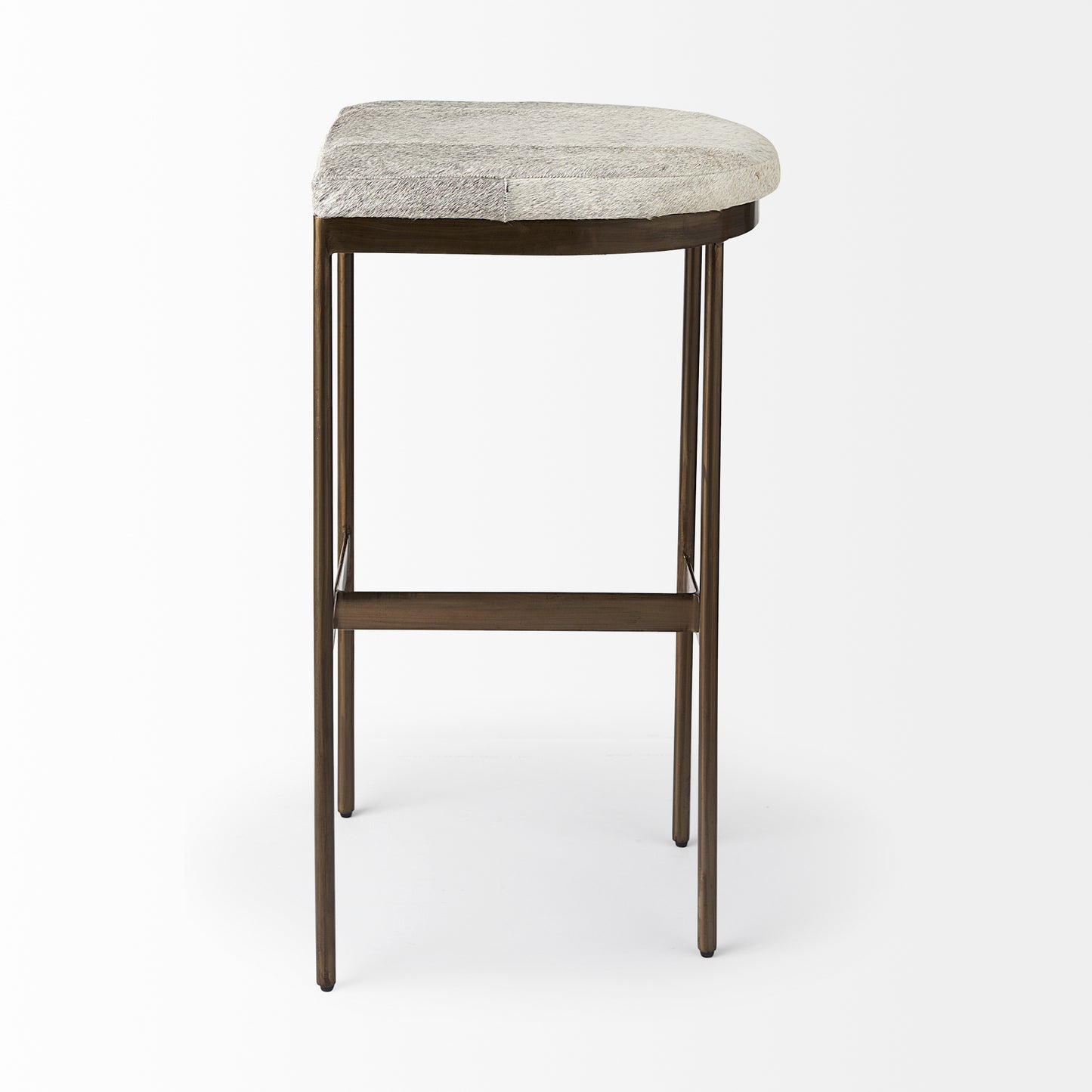 Millie Bar Counter Stool Gray Hair-On-Hide | Gold Metal | Bar - bar-stools