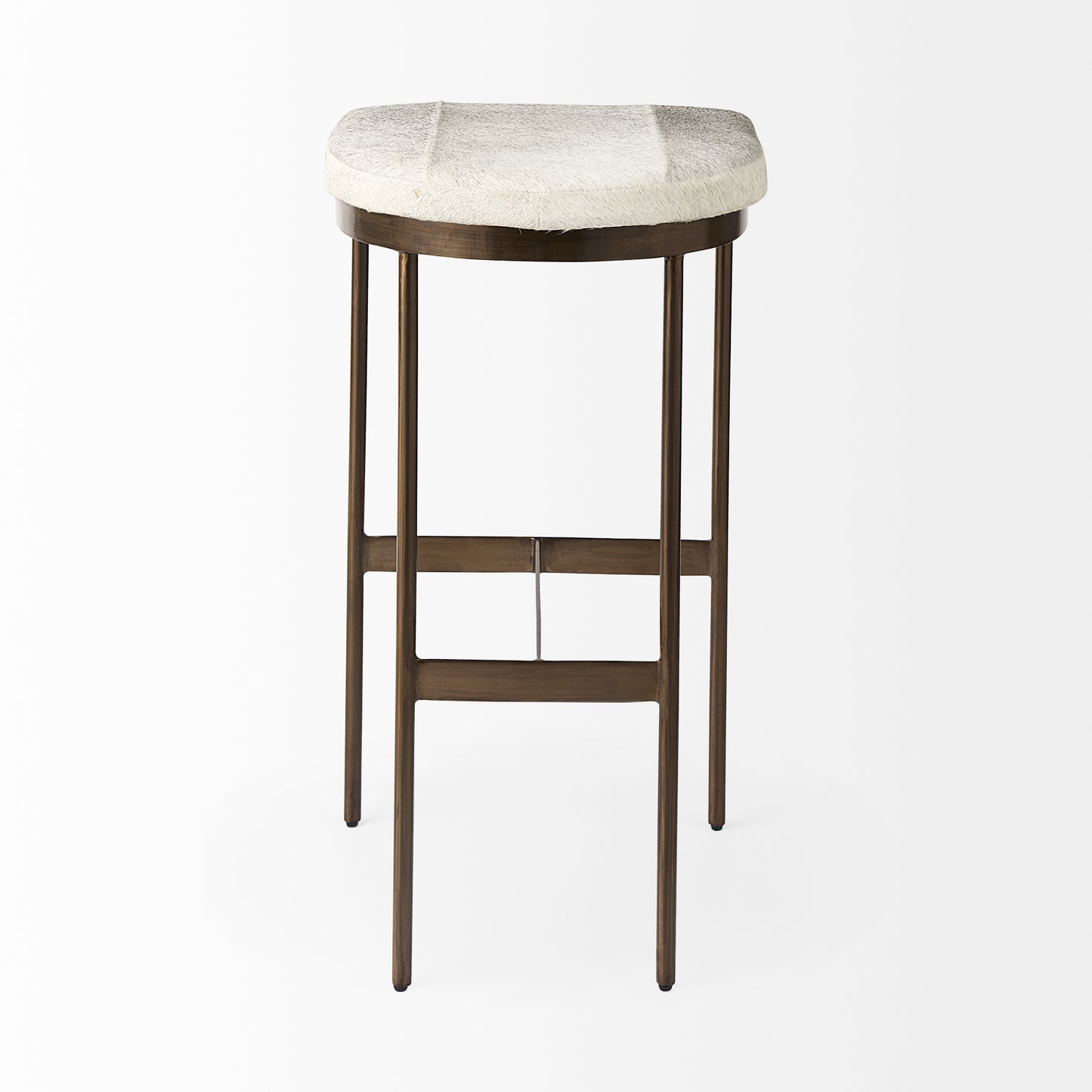 Millie Hide Seat Bar Counter Stool Gray Hair-On-Hide | Gold Metal | Bar - bar-stools