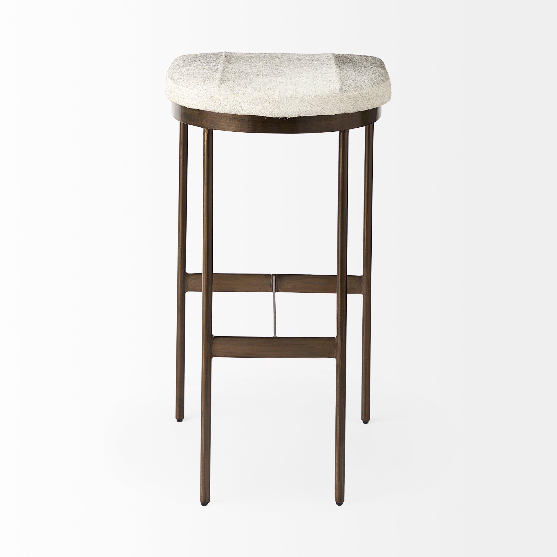 Millie Hide Seat Bar Counter Stool Gray Hair-On-Hide | Gold Metal | Bar - bar-stools
