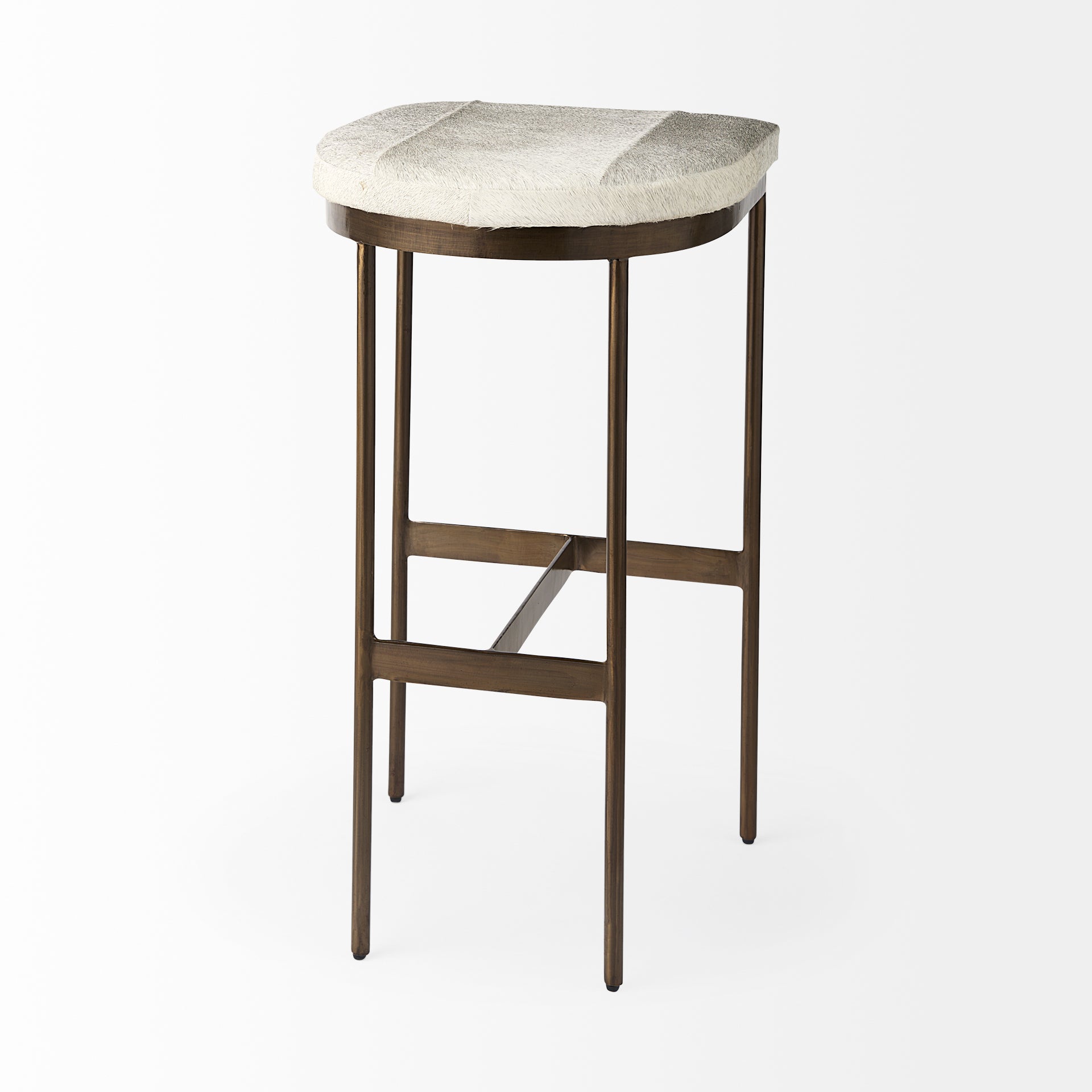 Millie Bar Counter Stool Gray Hair-On-Hide | Gold Metal | Bar - bar-stools