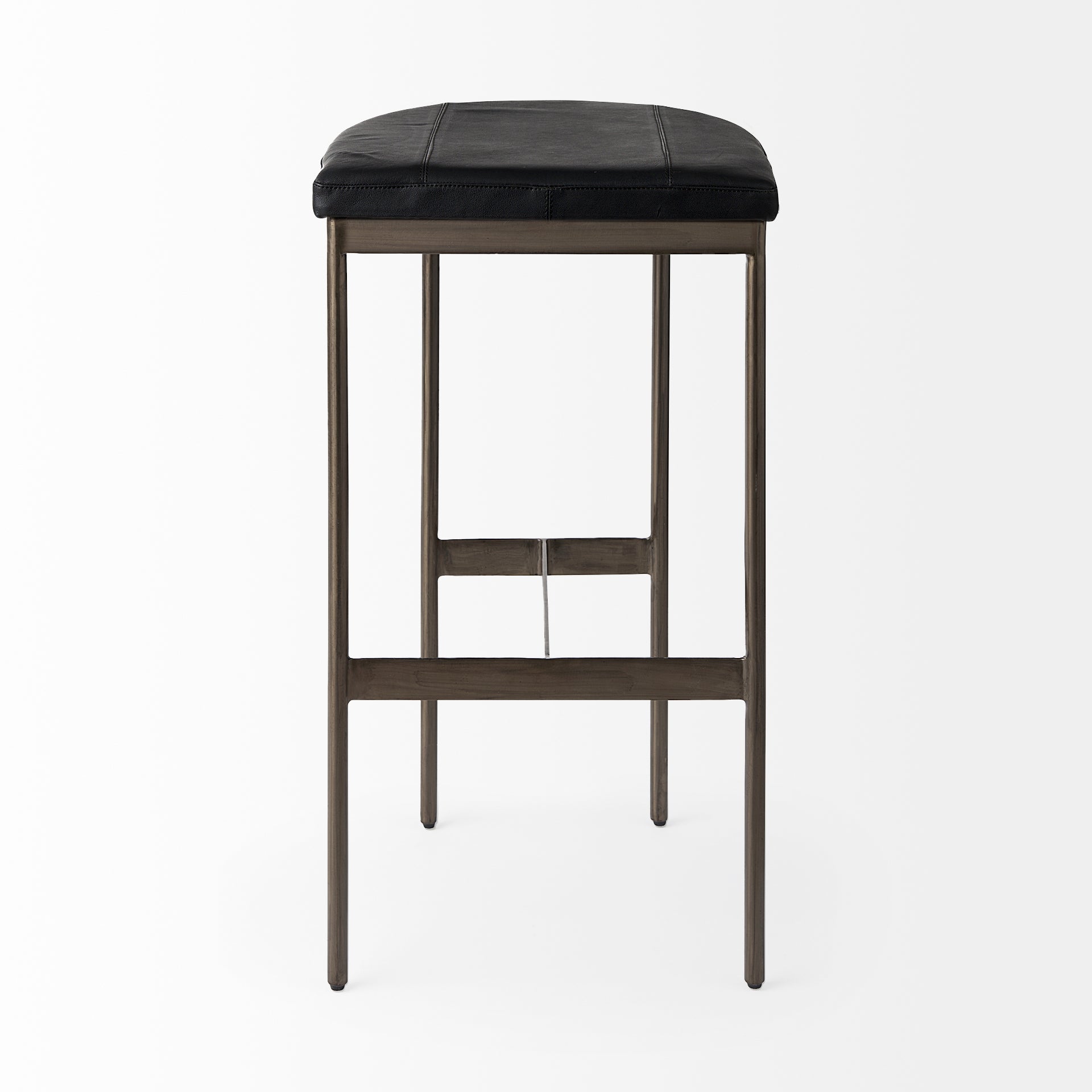 Millie Bar Counter Stool Black Leather | Nickel Metal | Bar - bar-stools