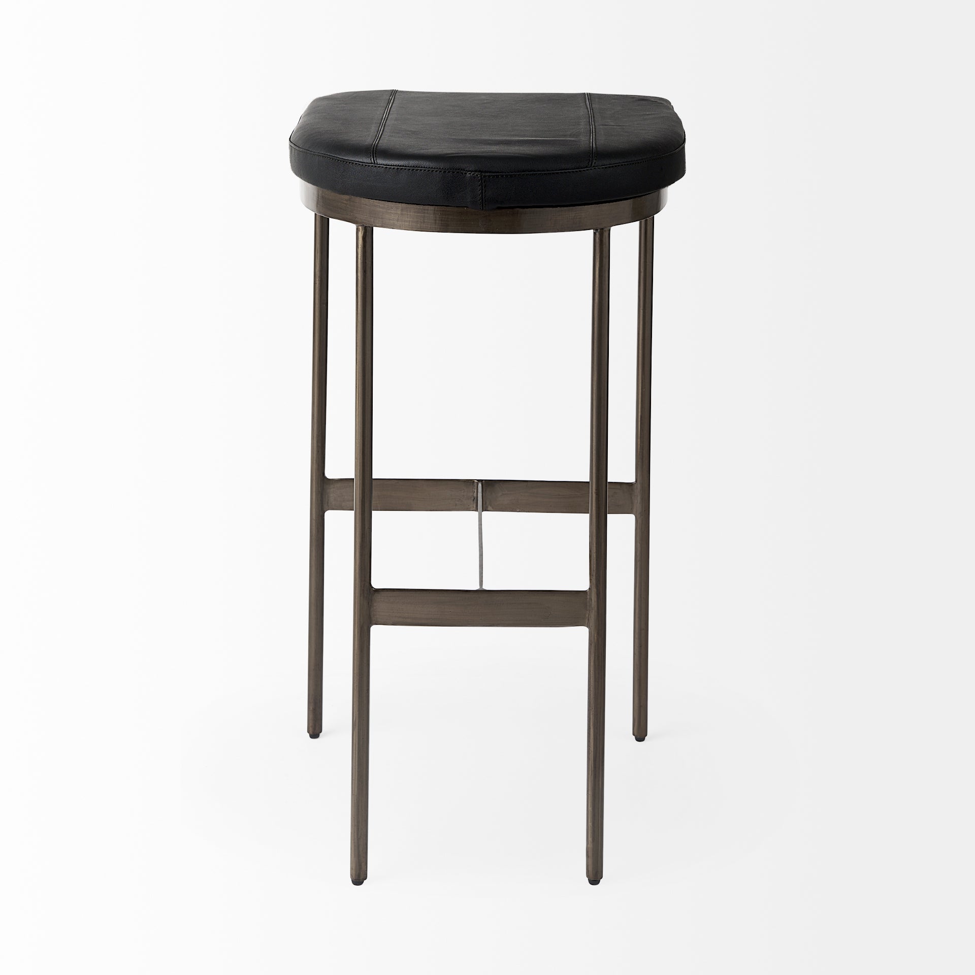 Millie Bar Counter Stool Black Leather | Nickel Metal | Bar - bar-stools