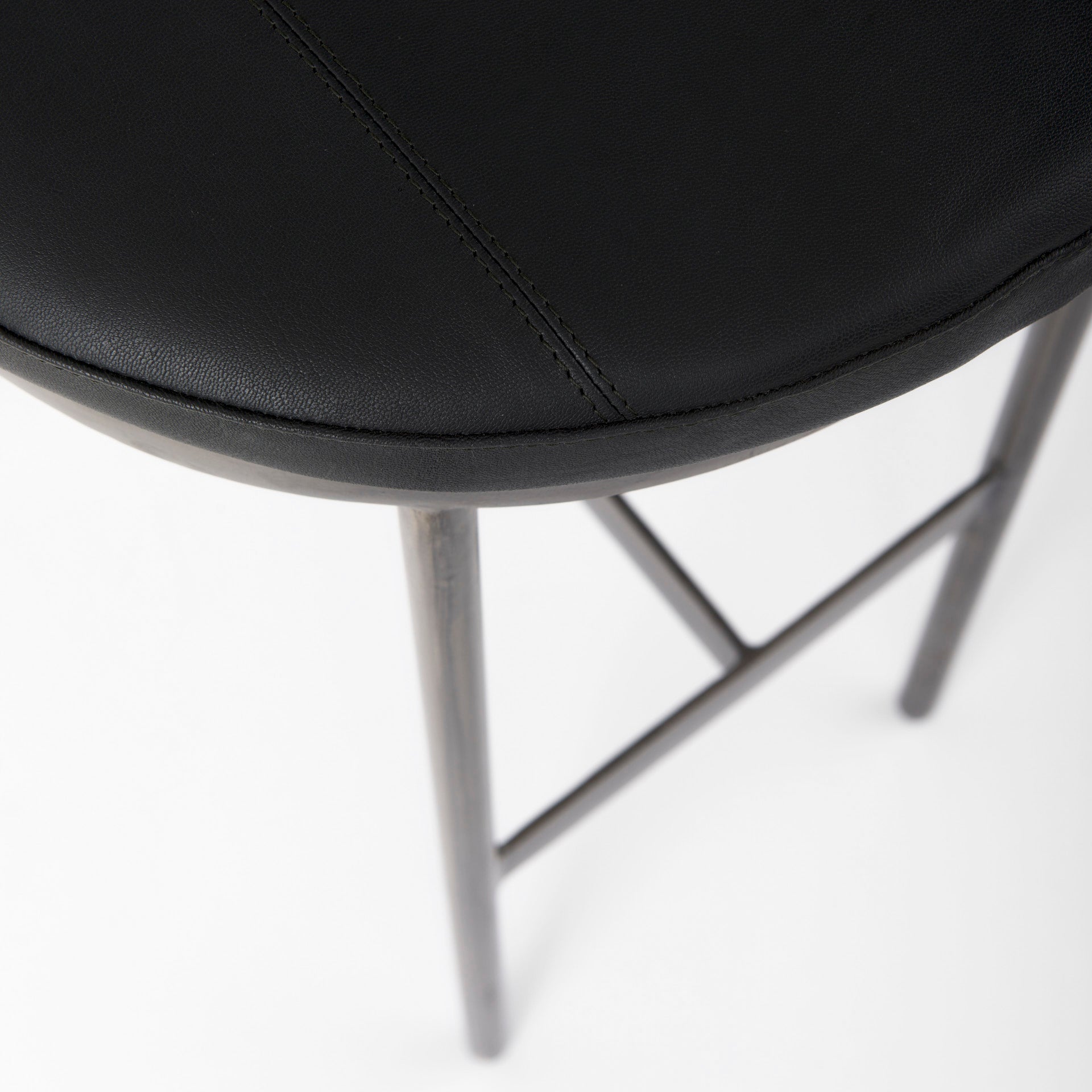Millie Bar Counter Stool Black Leather | Nickel Metal | Bar - bar-stools