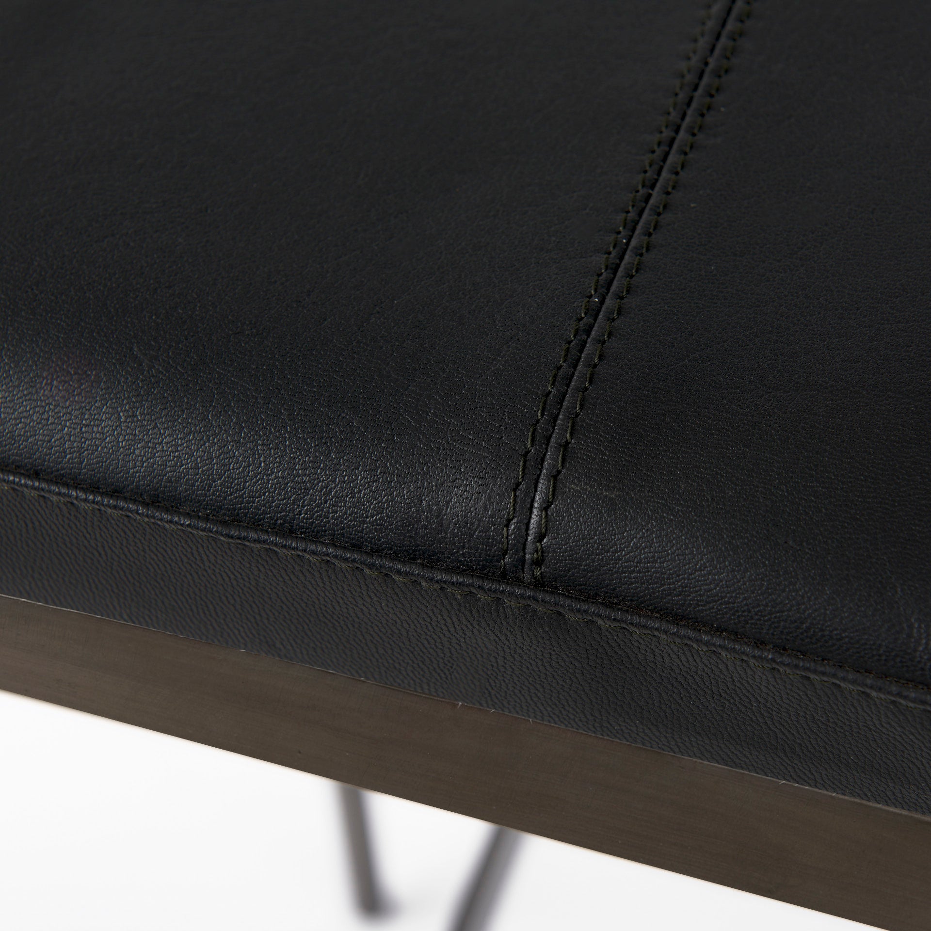 Millie Bar Counter Stool Black Leather | Nickel Metal | Bar - bar-stools