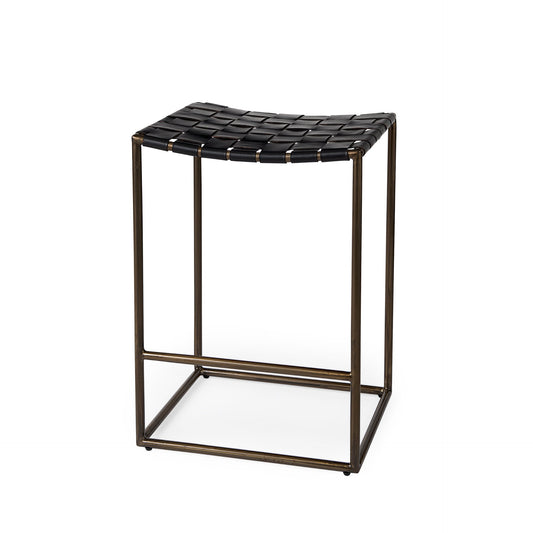 Clarissa Bar Counter Stool Black Leather | Gold Metal | Counter - bar-stools