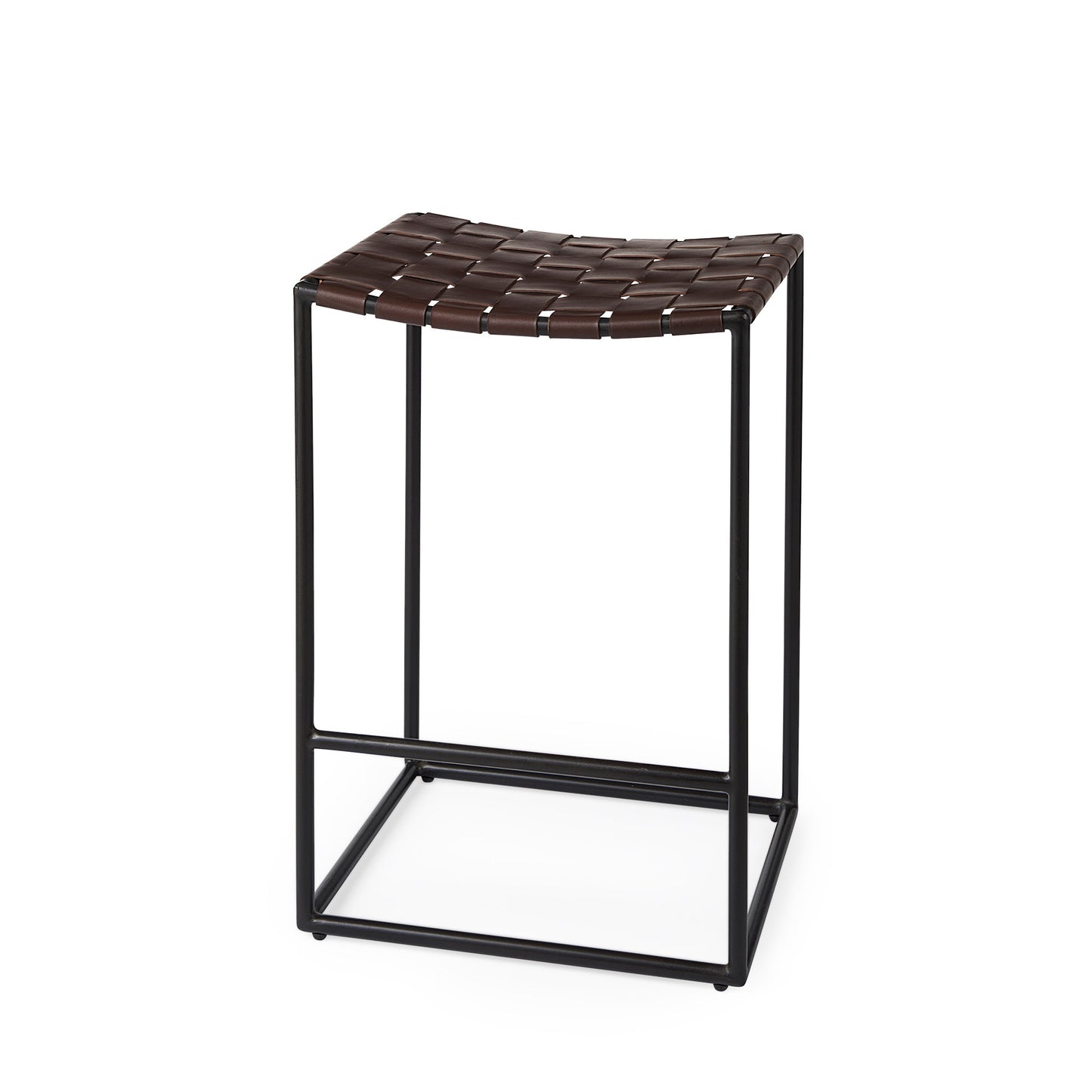 Clarissa Bar Counter Stool Brown Leather | Black Metal | Counter - bar-stools