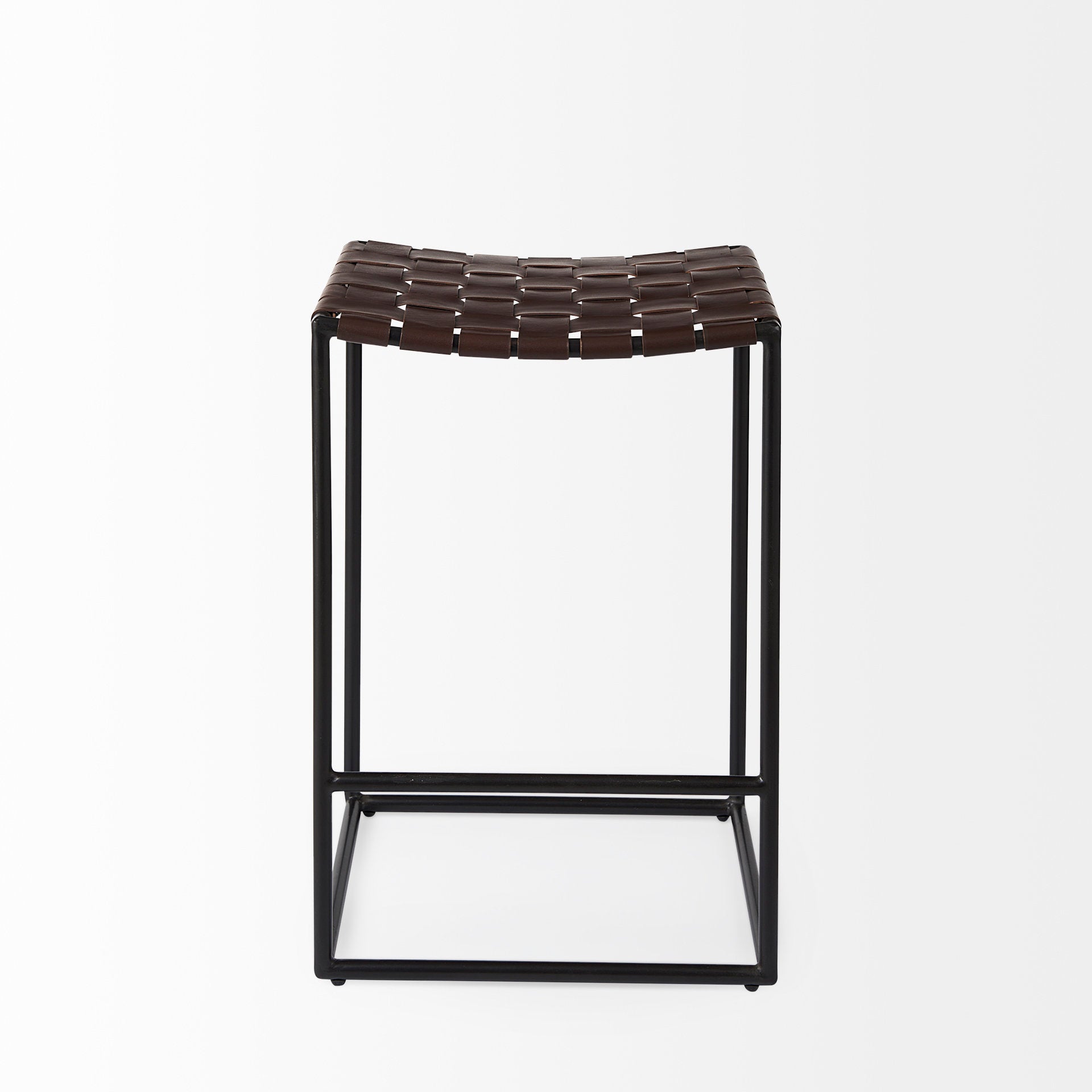 Clarissa Bar Counter Stool Brown Leather | Black Metal | Counter - bar-stools