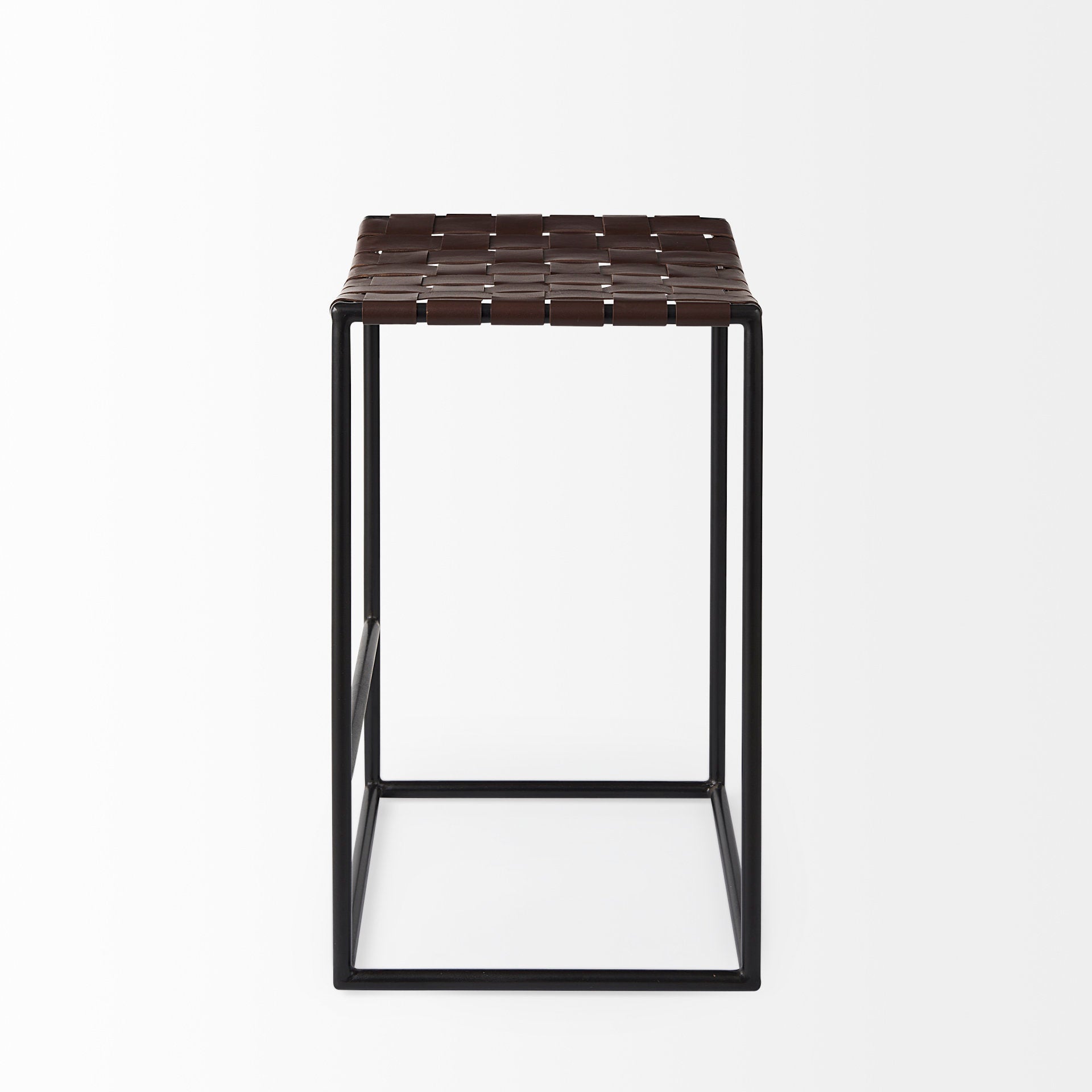 Clarissa Bar Counter Stool Brown Leather | Black Metal | Counter - bar-stools