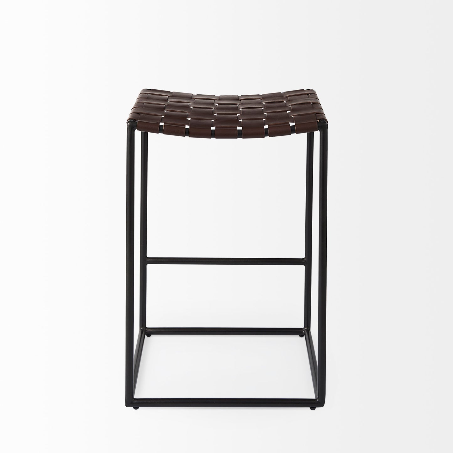 Clarissa Leather Seat Bar Counter Stool Brown Leather | Black Metal | Counter - bar-stools
